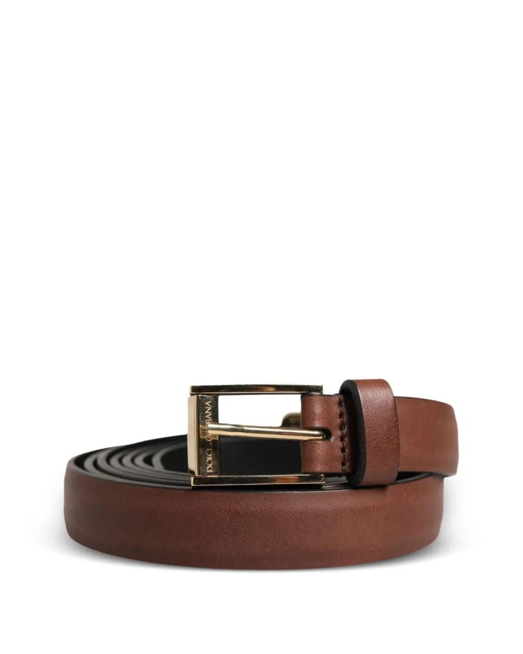 Dolce & Gabbana Brown Logo-Engraved Buckle Belt for men