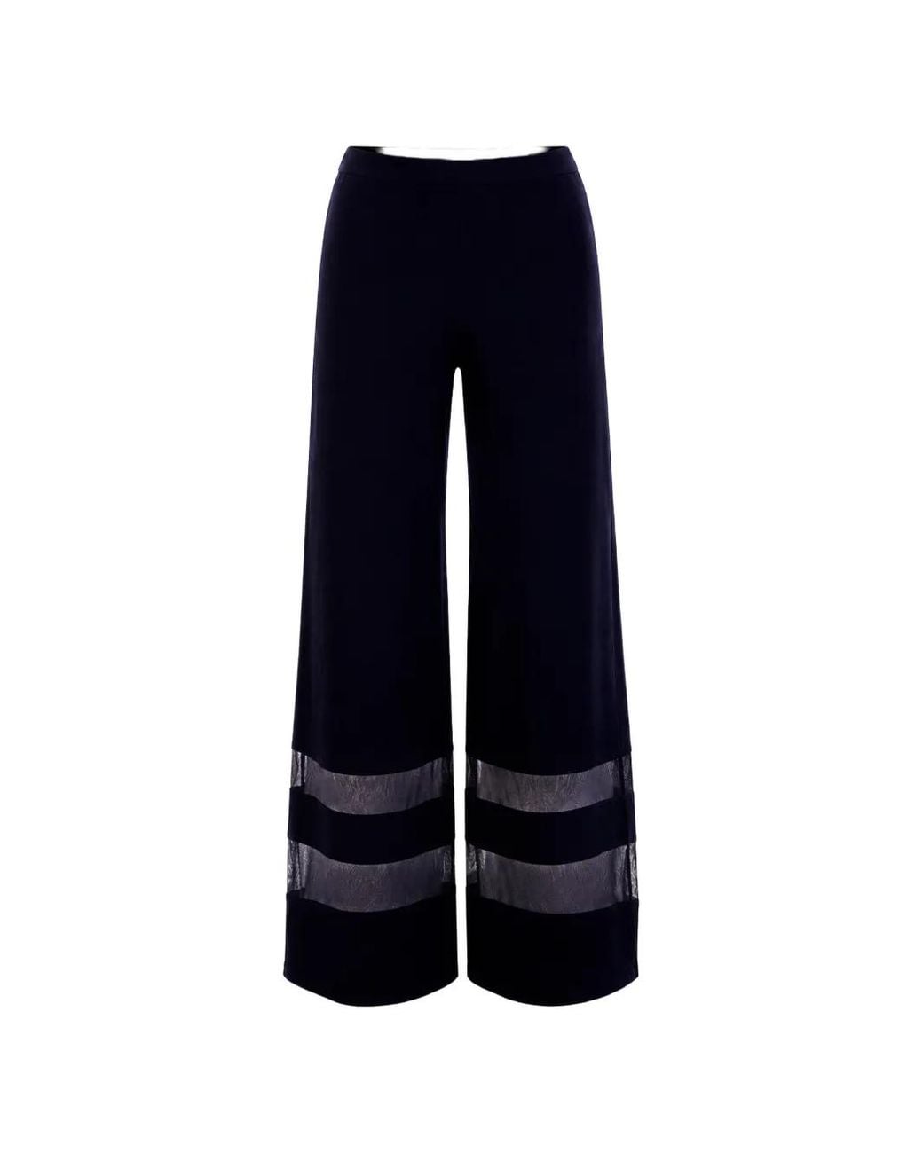 FRANK LYMAN Blue Sheer-Panel Palazzo Pants