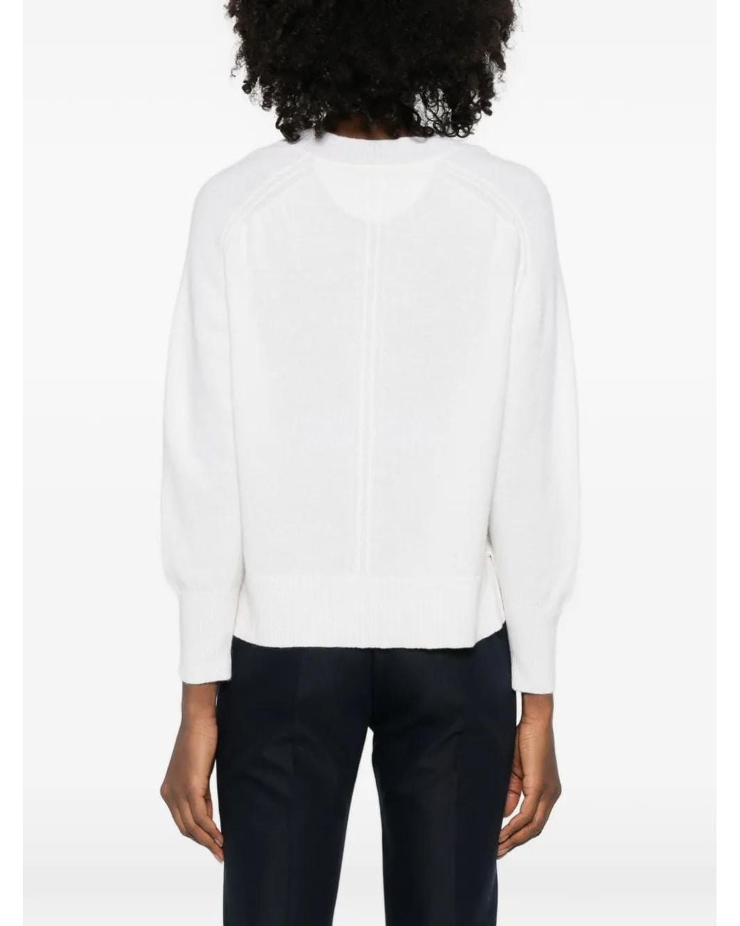 Purotatto White V-Neck Sweater