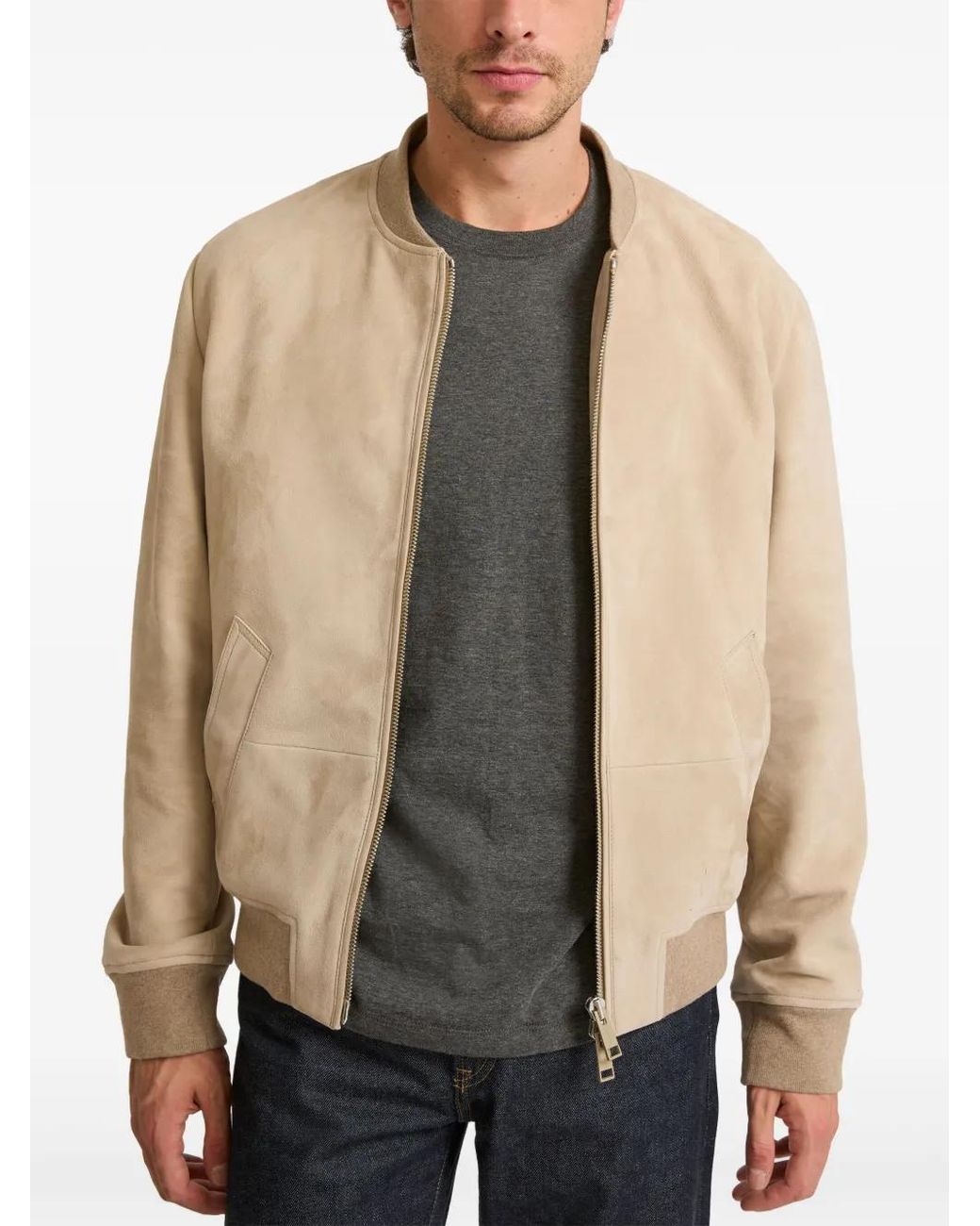 Yves Salomon Natural Suede Varsity Jacket for men