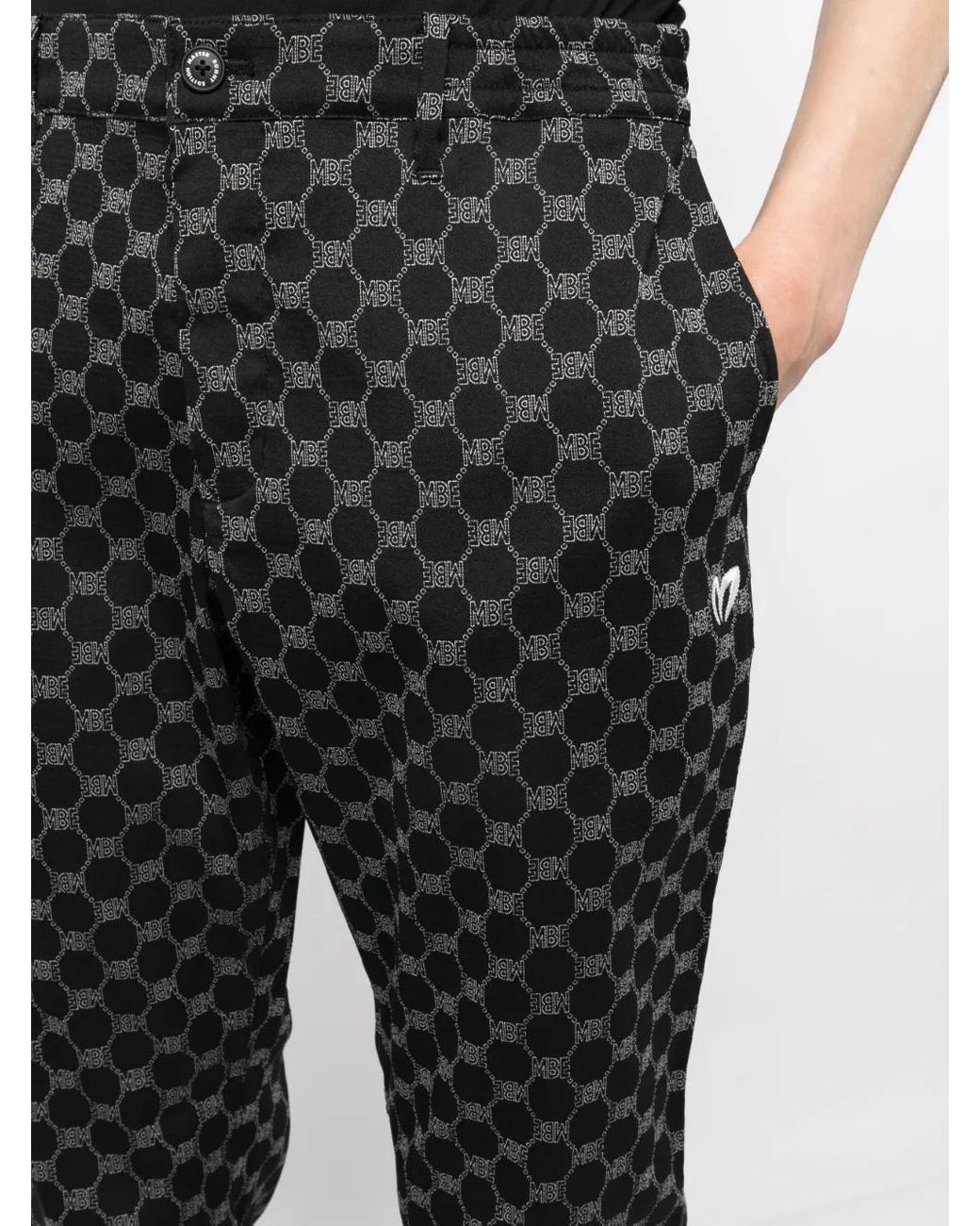MASTER BUNNY EDITION Black Logo-Print Straight-Leg Trousers for men