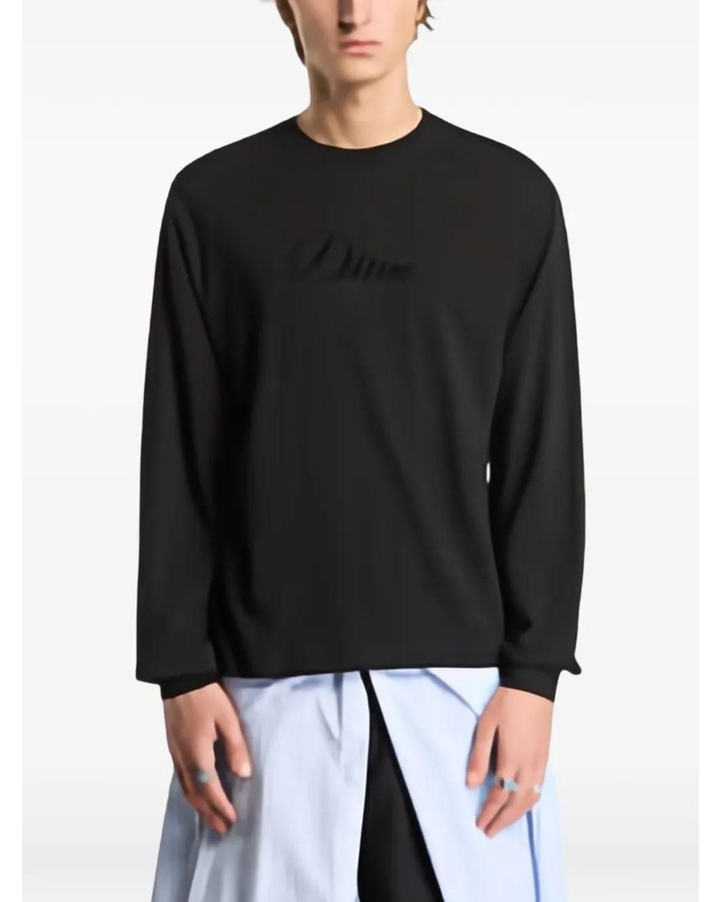 Dime Black Cursive Long-Sleeve T-Shirt for men