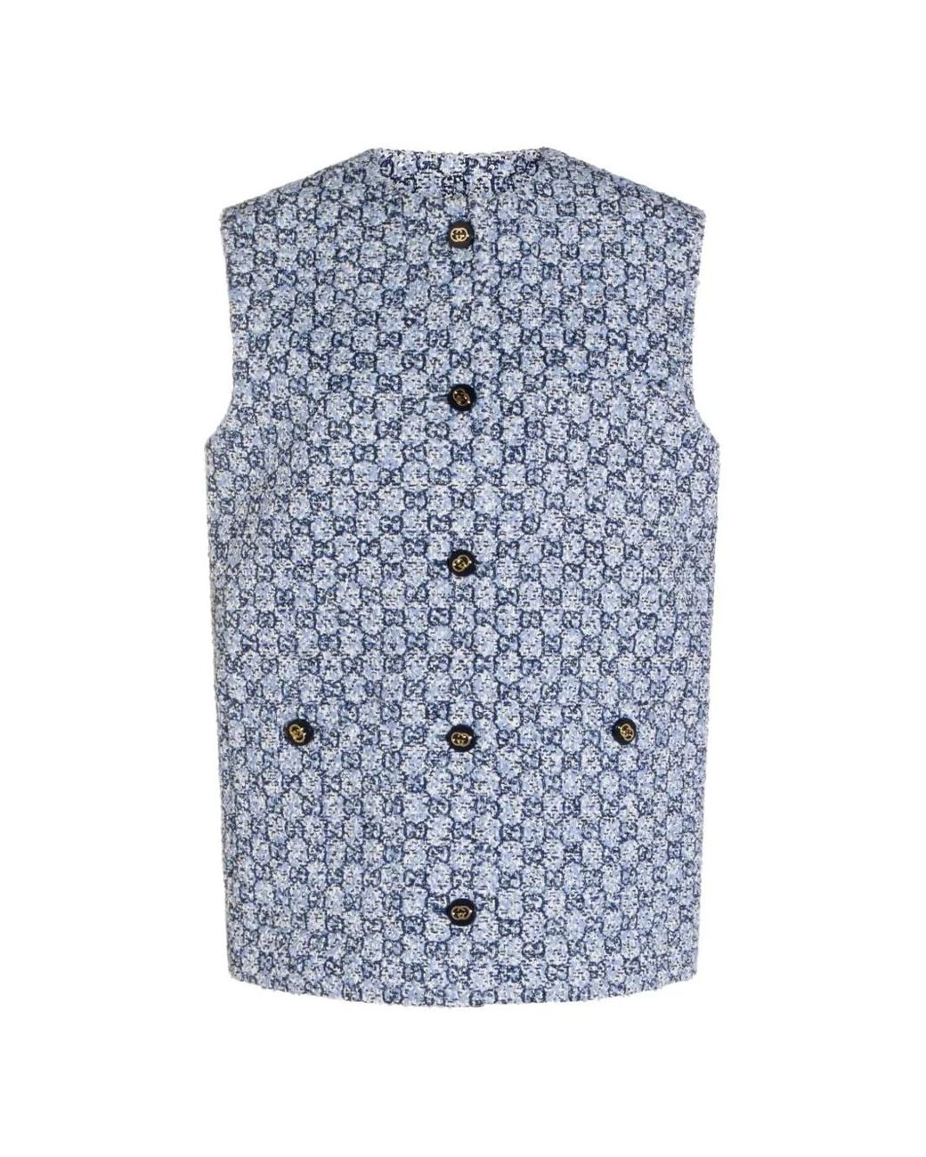 Gucci Blue Button Patterned Vest