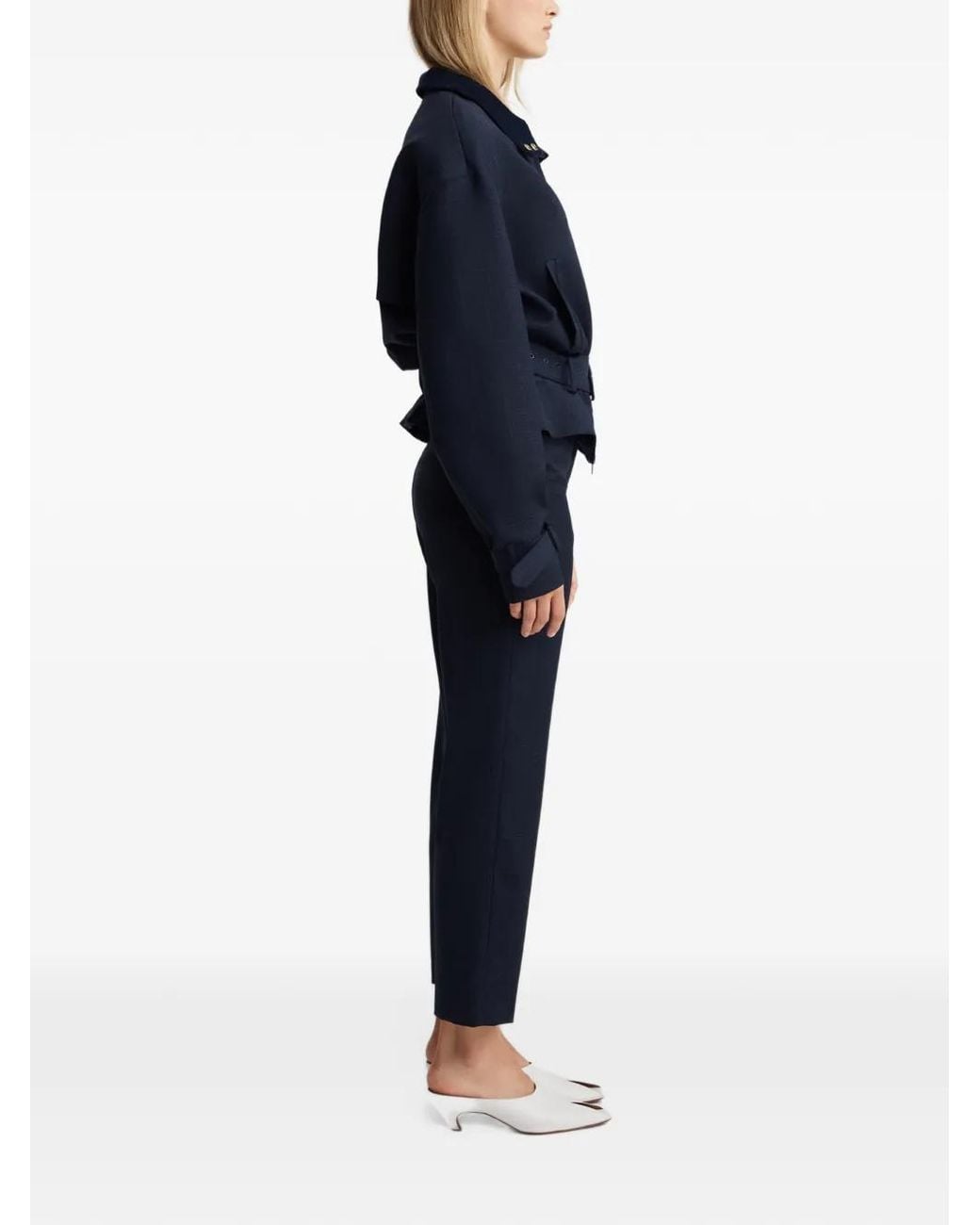 Anna Quan Blue Zaha Belted Bomber Jacket