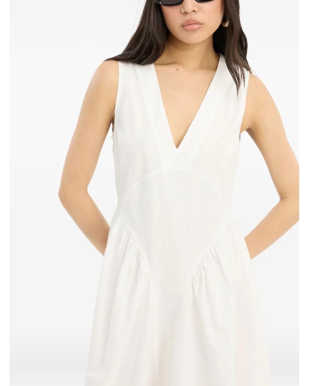 ROTATE BIRGER CHRISTENSEN White Sleeveless Midi Dress Bright