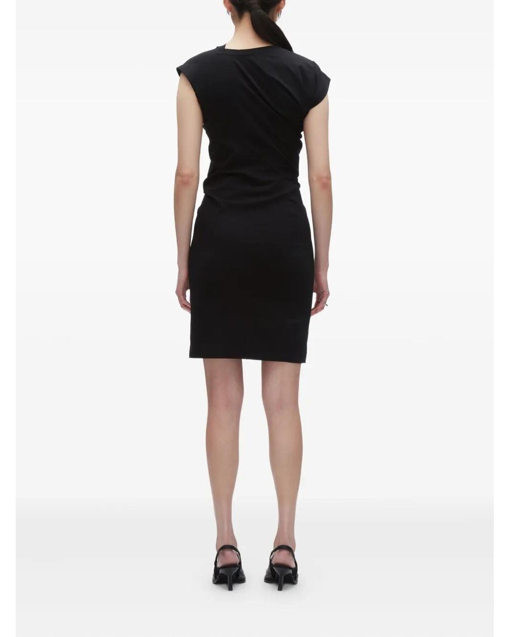 3.1 Phillip Lim Black Draped Cap-Sleeve Dress