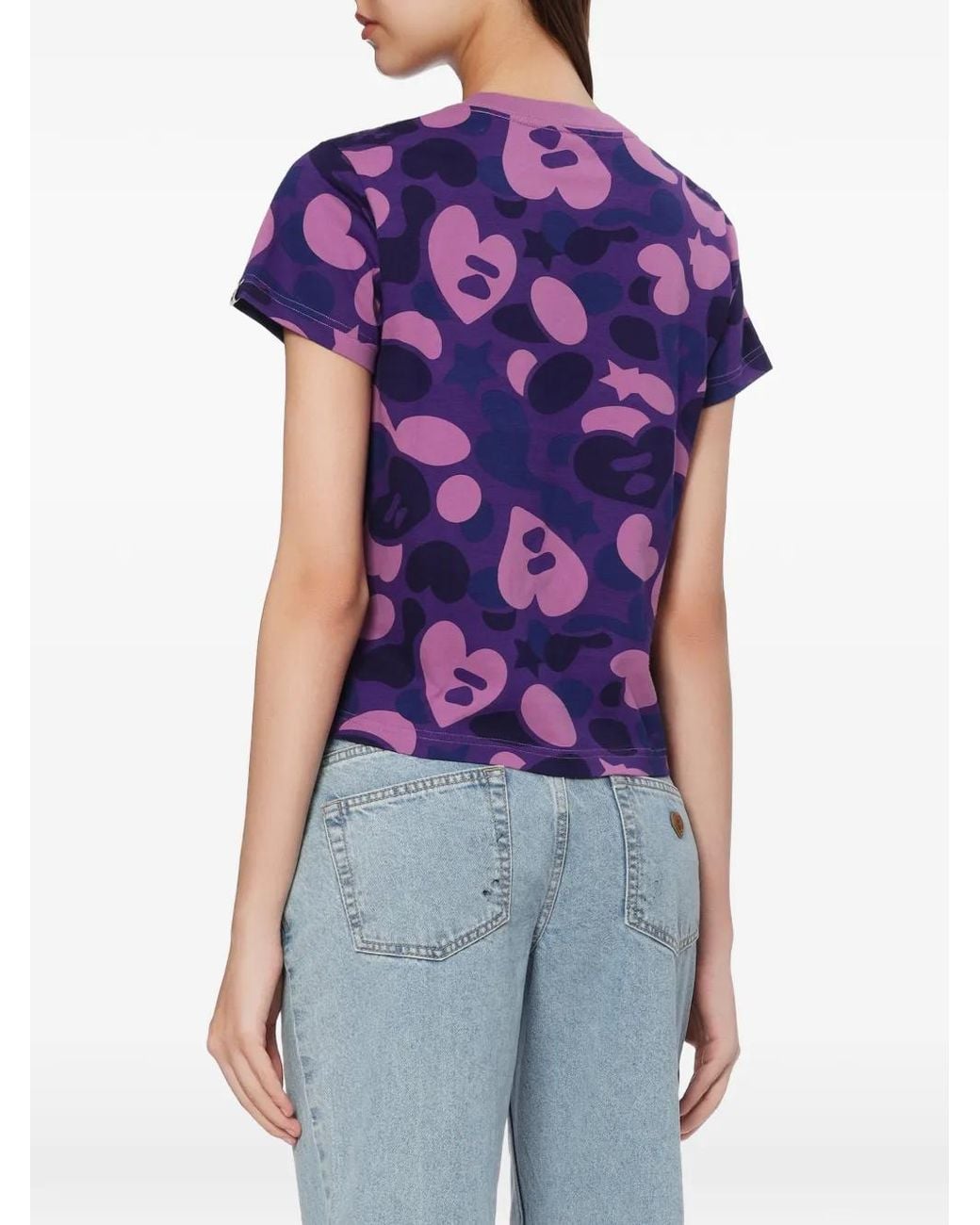 AAPE BY A BATHING AP Purple Camouflage-Print Logo-Print T-Shirt