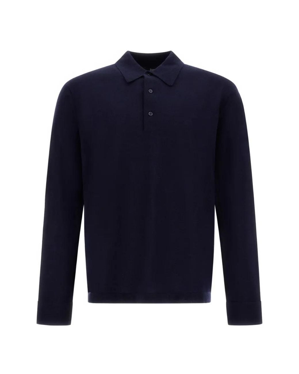 Herno Blue Long-Sleeved Polo Shirt for men