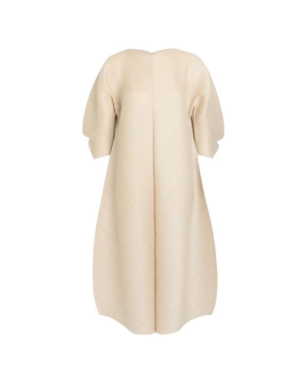 Pleats Please Issey Miyake Natural Pleated Woven Midi Dress