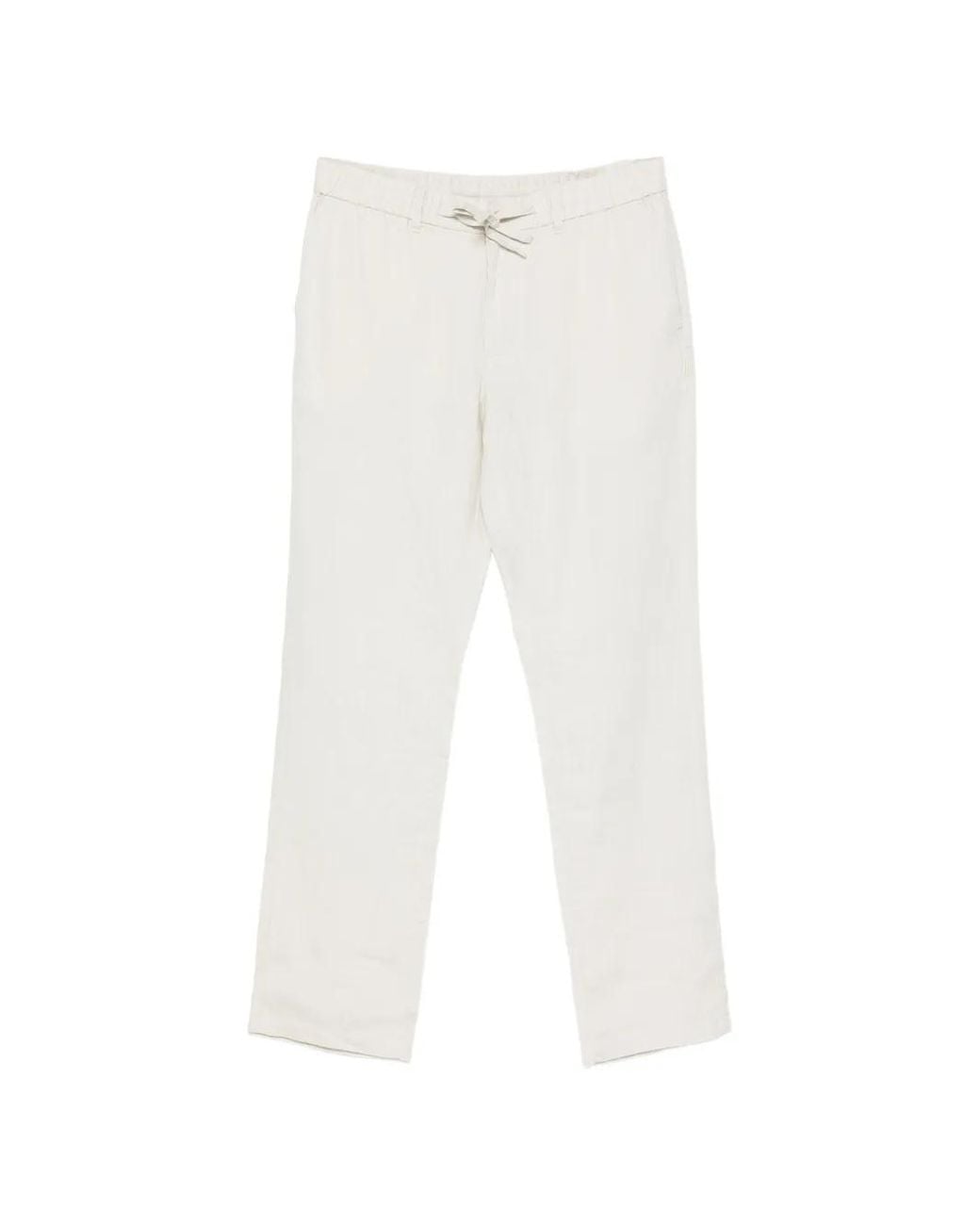 Gant White Drawstring-Waist Linen Trousers for men