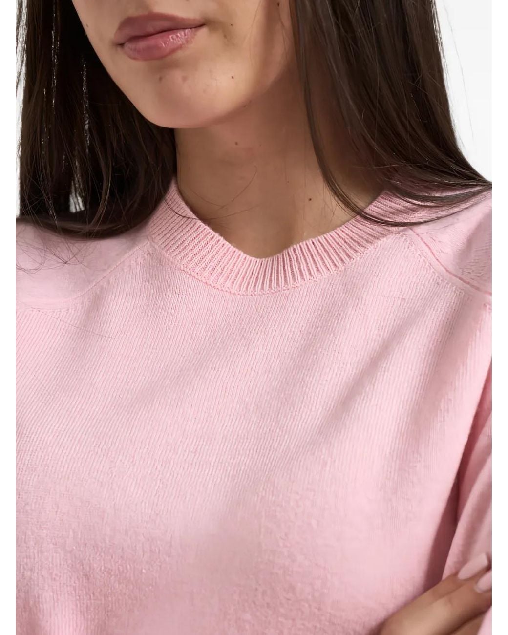 Mc2 Saint Barth Pink Delphine Wool Crewneck Knit Sweater