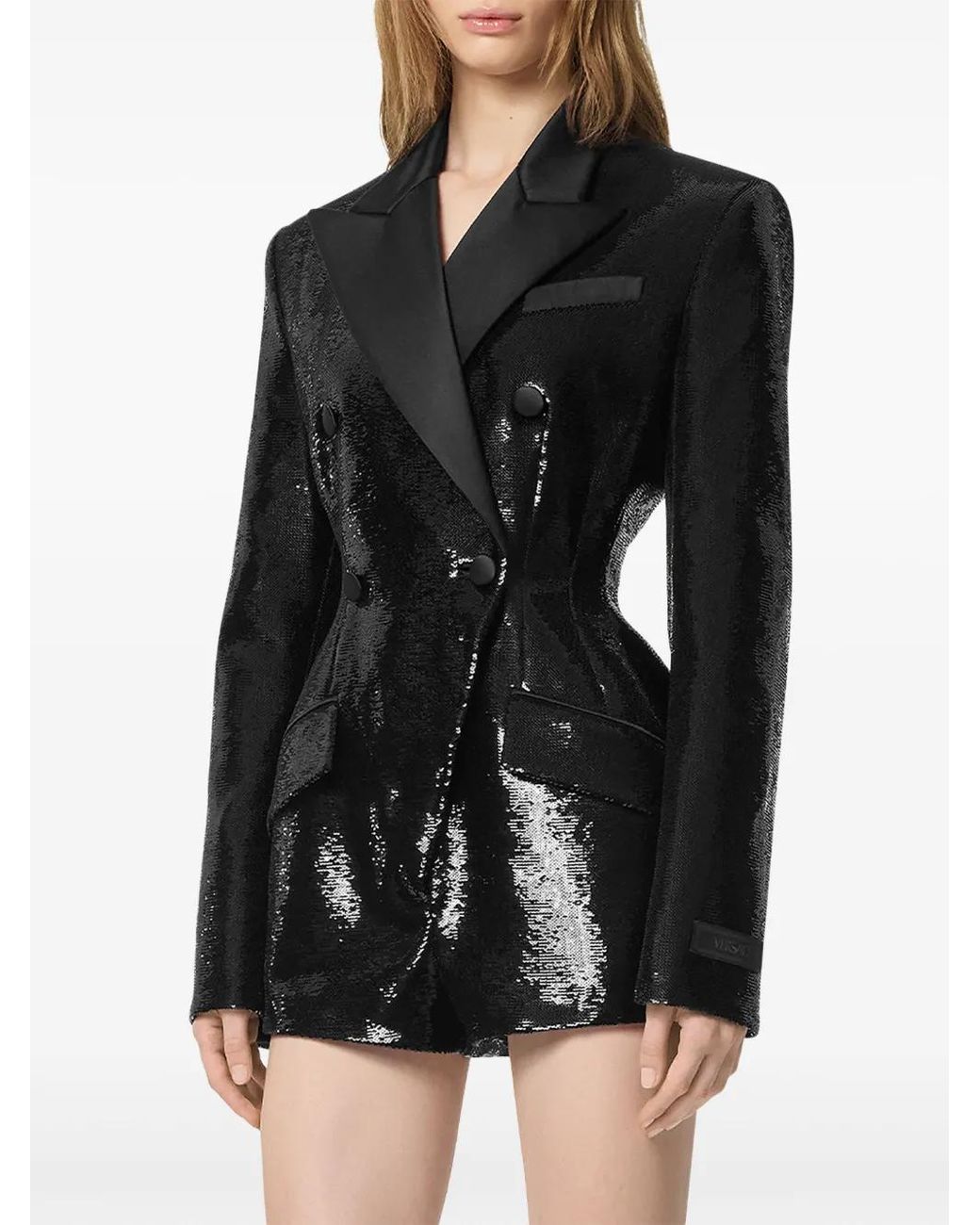 Versace Black Hourglass Embellished Playsuit