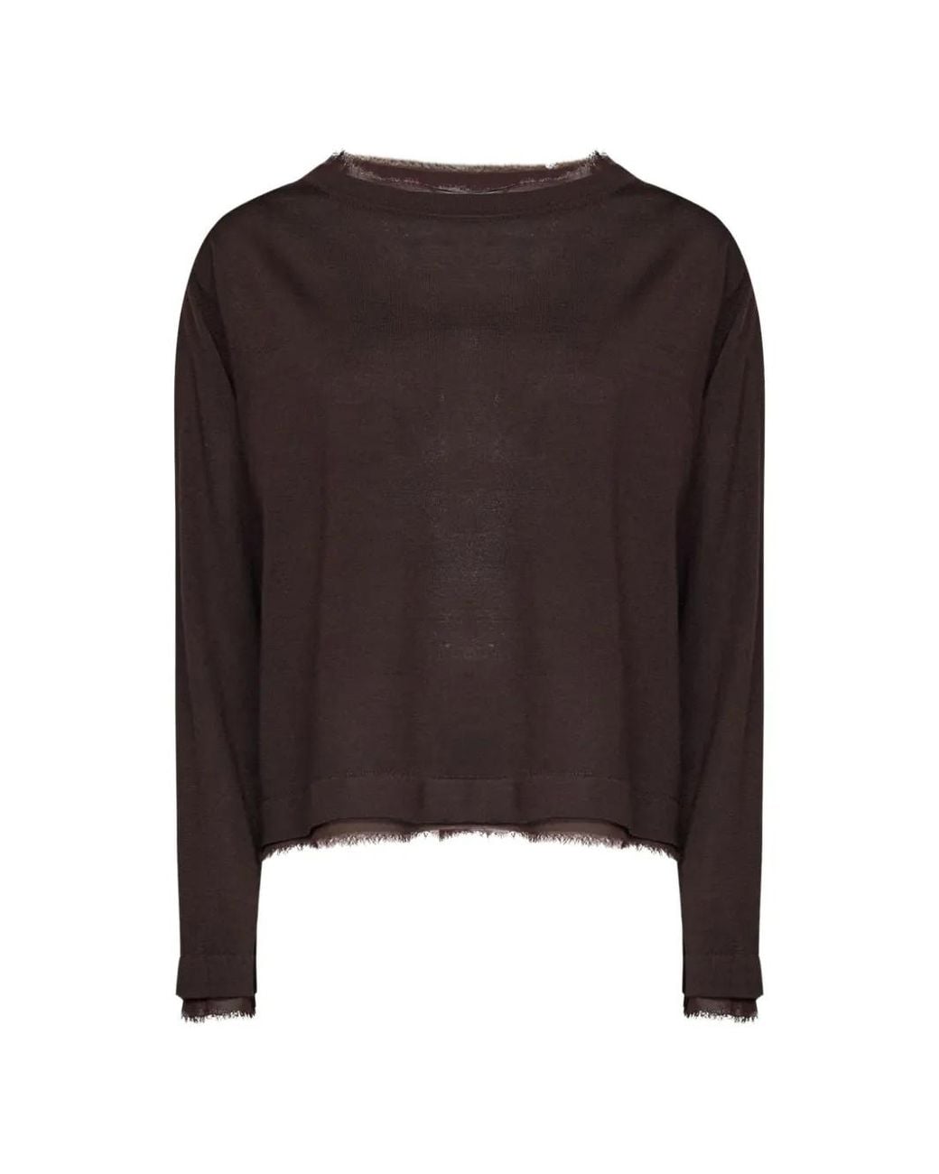 Kaos Brown Raw-Edge Wool Sweater