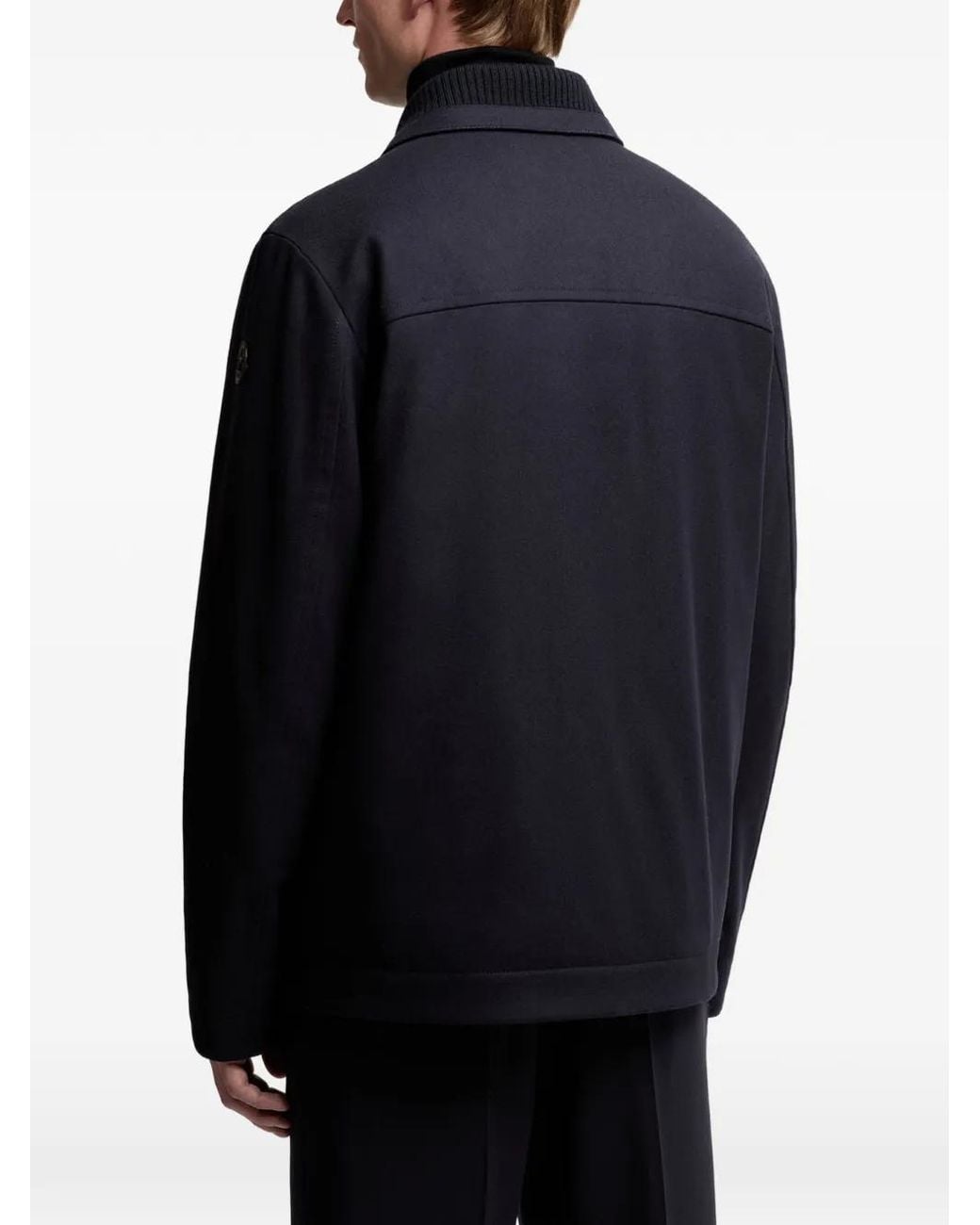 Moncler Black Emilion Wool Blend Shirt Jacket for men