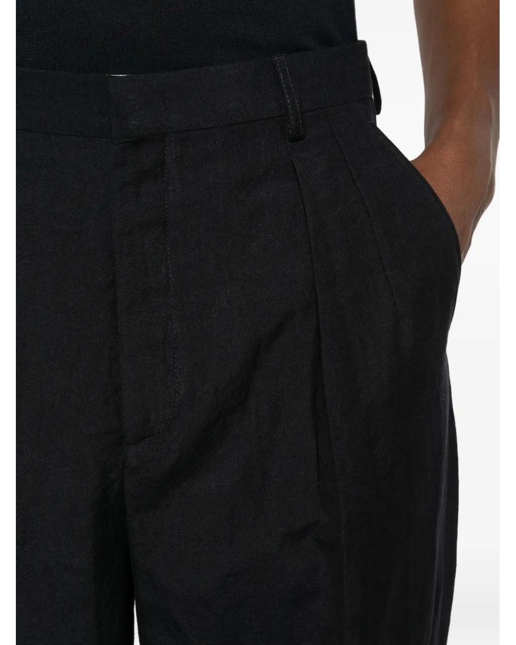 Cellar Door Black Lucio Pleated Trousers for men