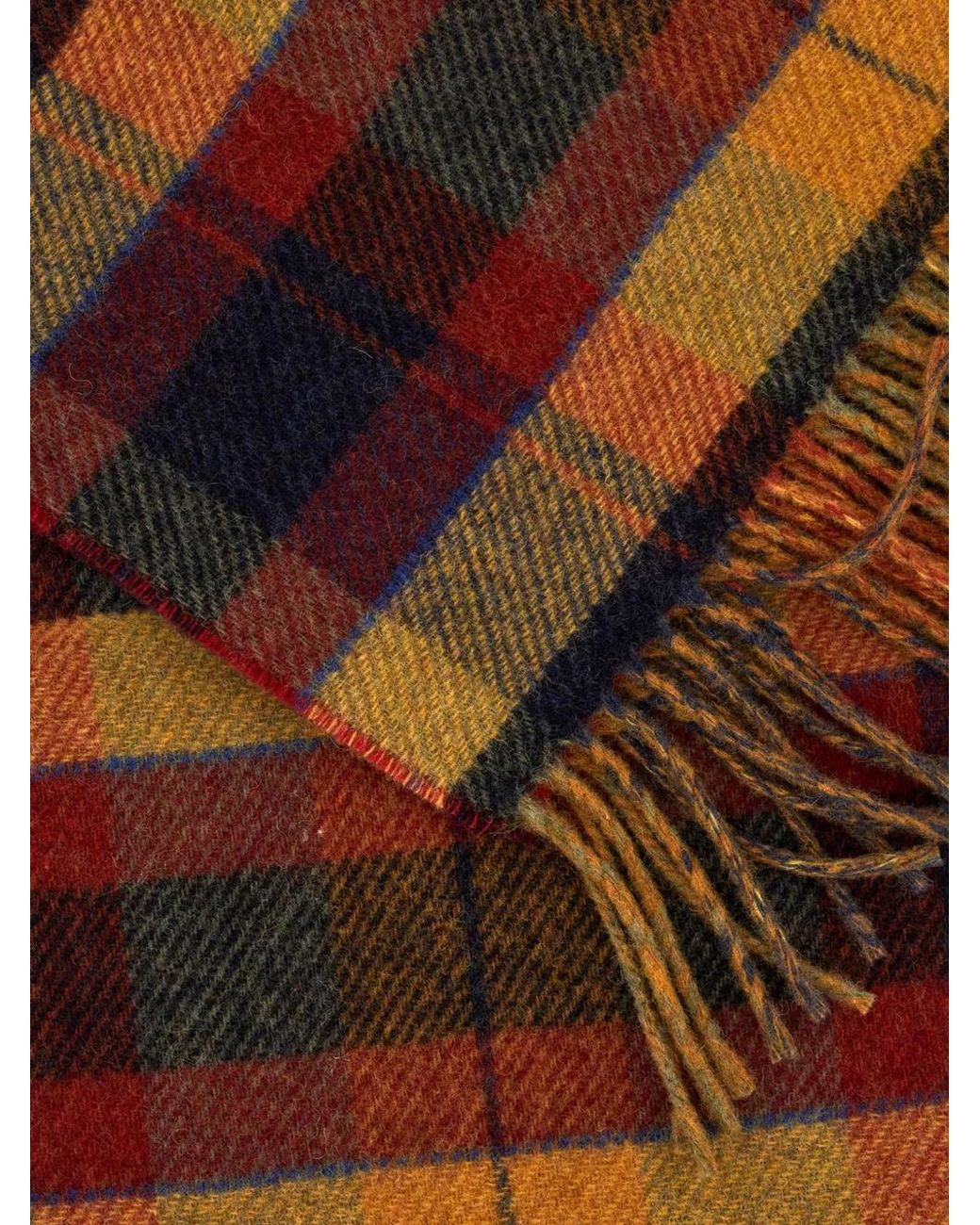 Gallo Yellow Check-Pattern Fringed Scarf for men