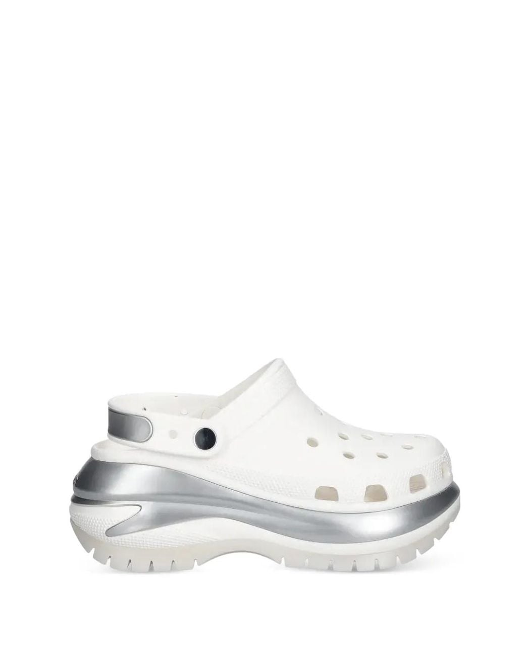 CROCSTM White Sabots Mega Crush À Plateforme Et Bordure Métallisée