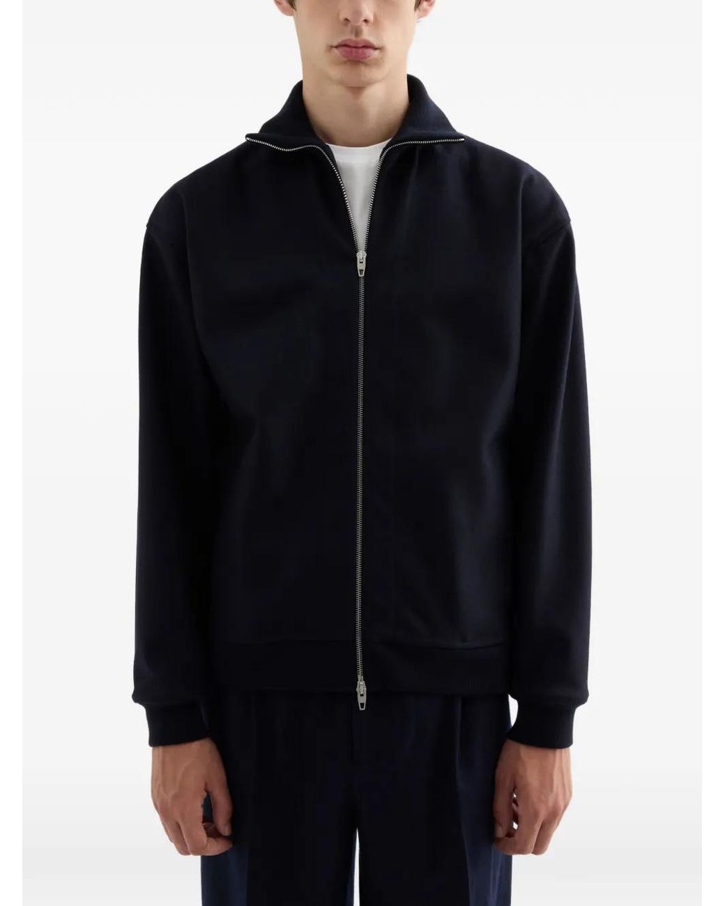 Jil Sander Wollen Jack Met Trechterhals in het Blue voor heren