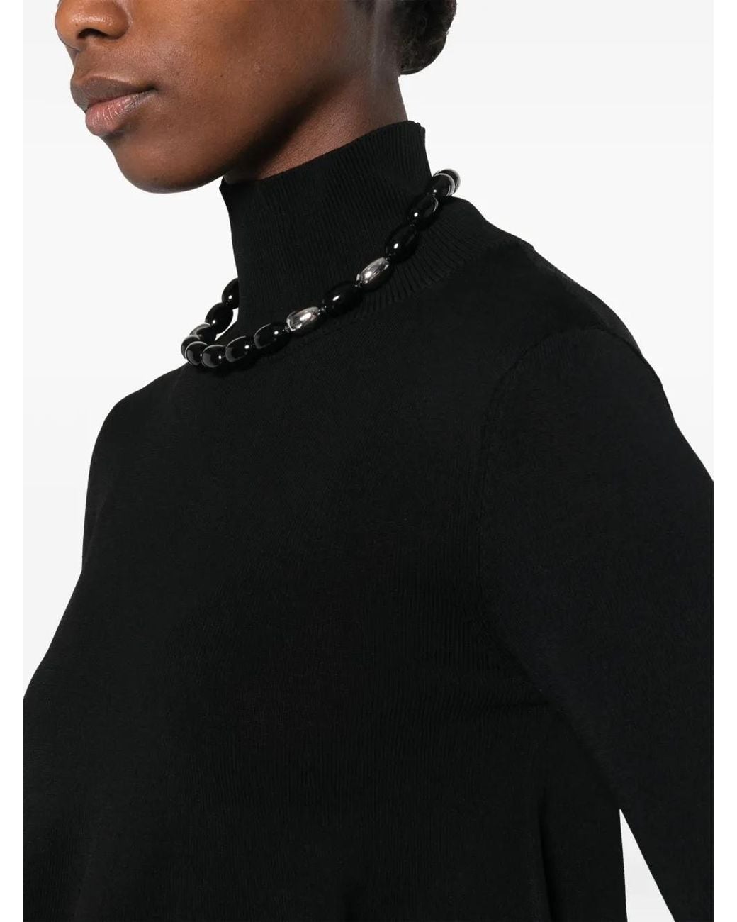 Totême Black Crepe Turtleneck Top