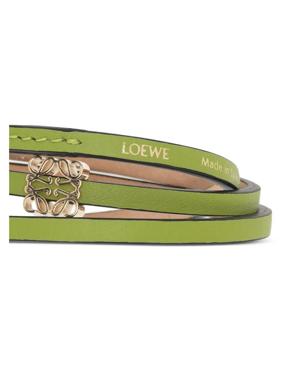 Loewe Green Anagram Leather Bracelet