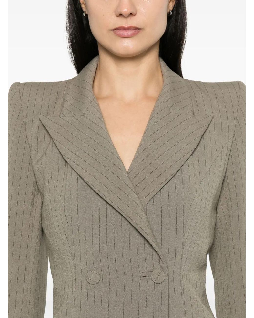 MITILIANE COUTURE Natural Pinstriped Blazer