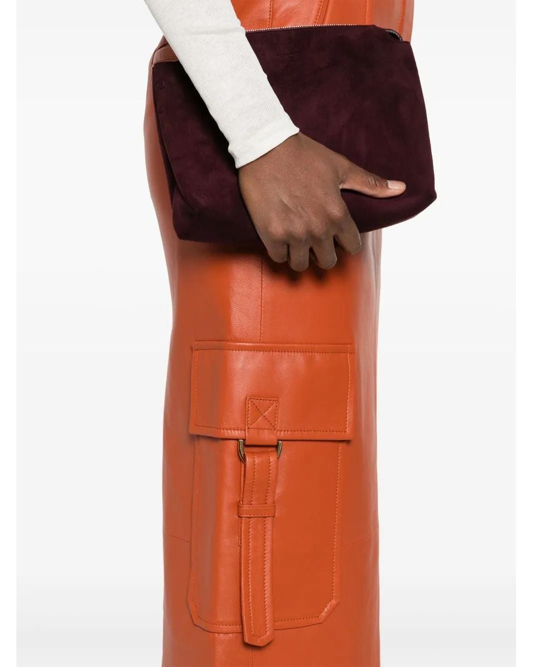 Zimmermann Orange Jupe Longue Illustration En Cuir