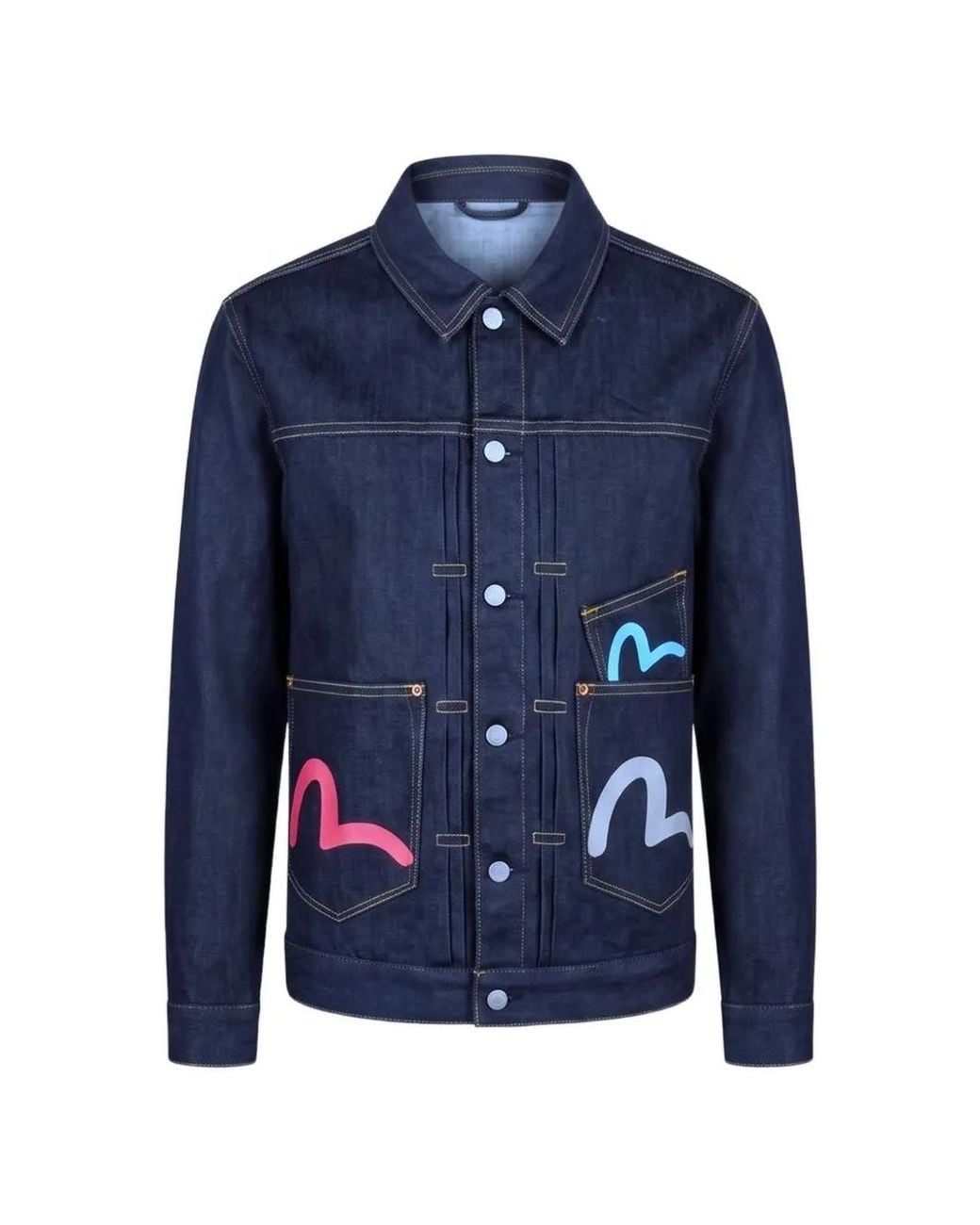 Evisu Blue Multi-Pocket Denim Jacket for men