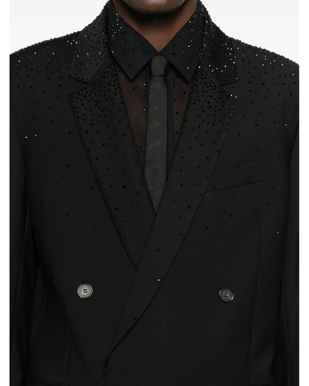 Patrizia Pepe Black Rhinestone-Embellished Blazer for men