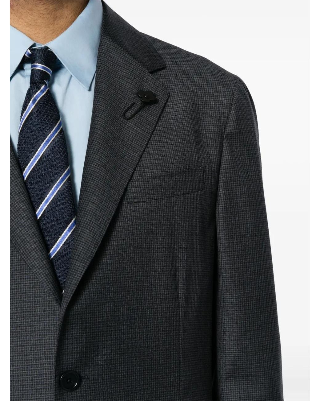Lardini Black Checked Peak-Lapels Single-Breasted Suit for men