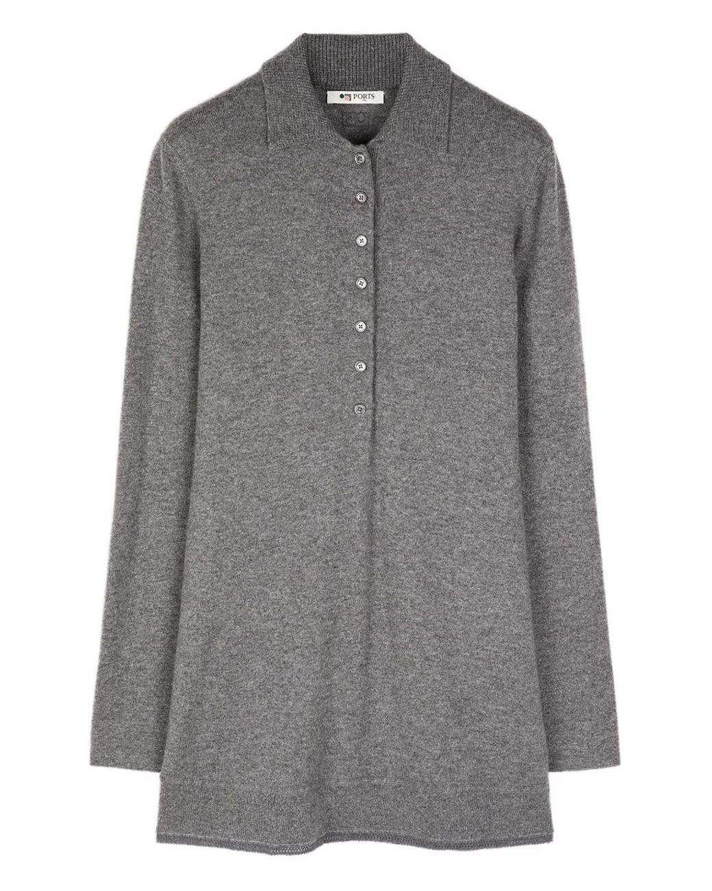 Ports 1961 Gray Cashmere Polo Shirt