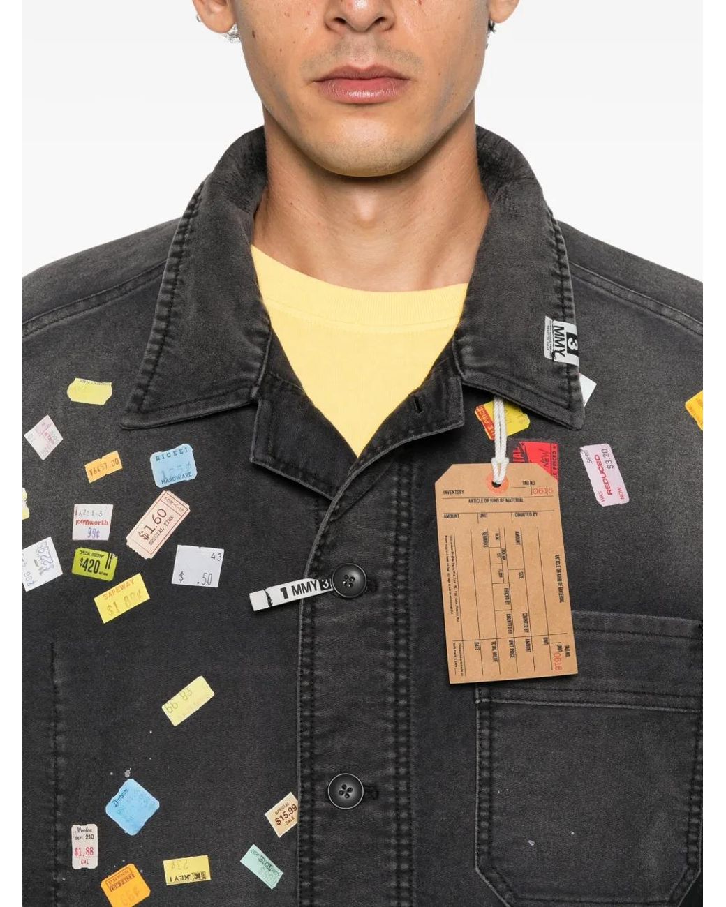 Maison Mihara Yasuhiro Black Sticker-Print Patch-Detail Overshirt for men