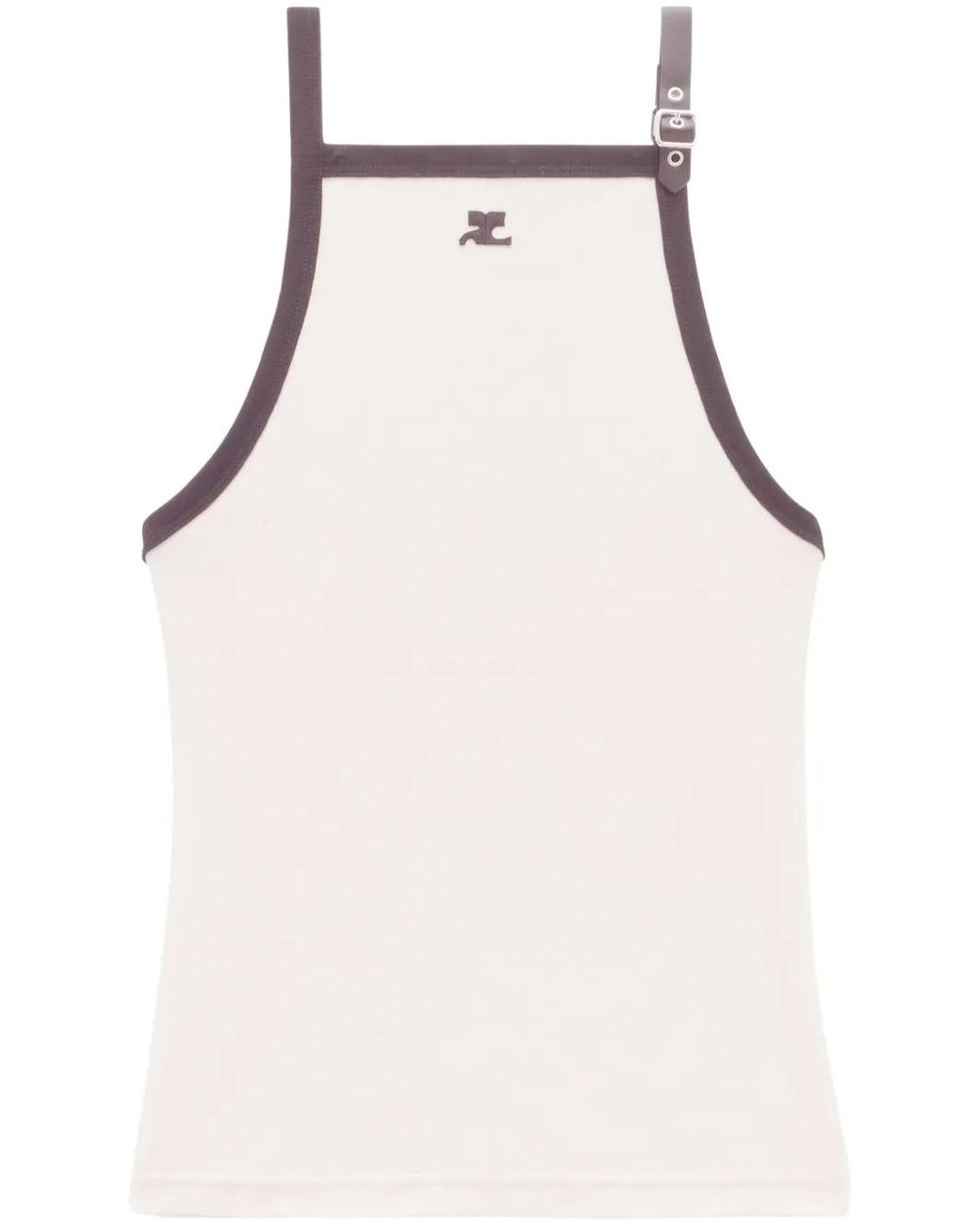 Courreges Natural Cotton Top With Appliqué Logo