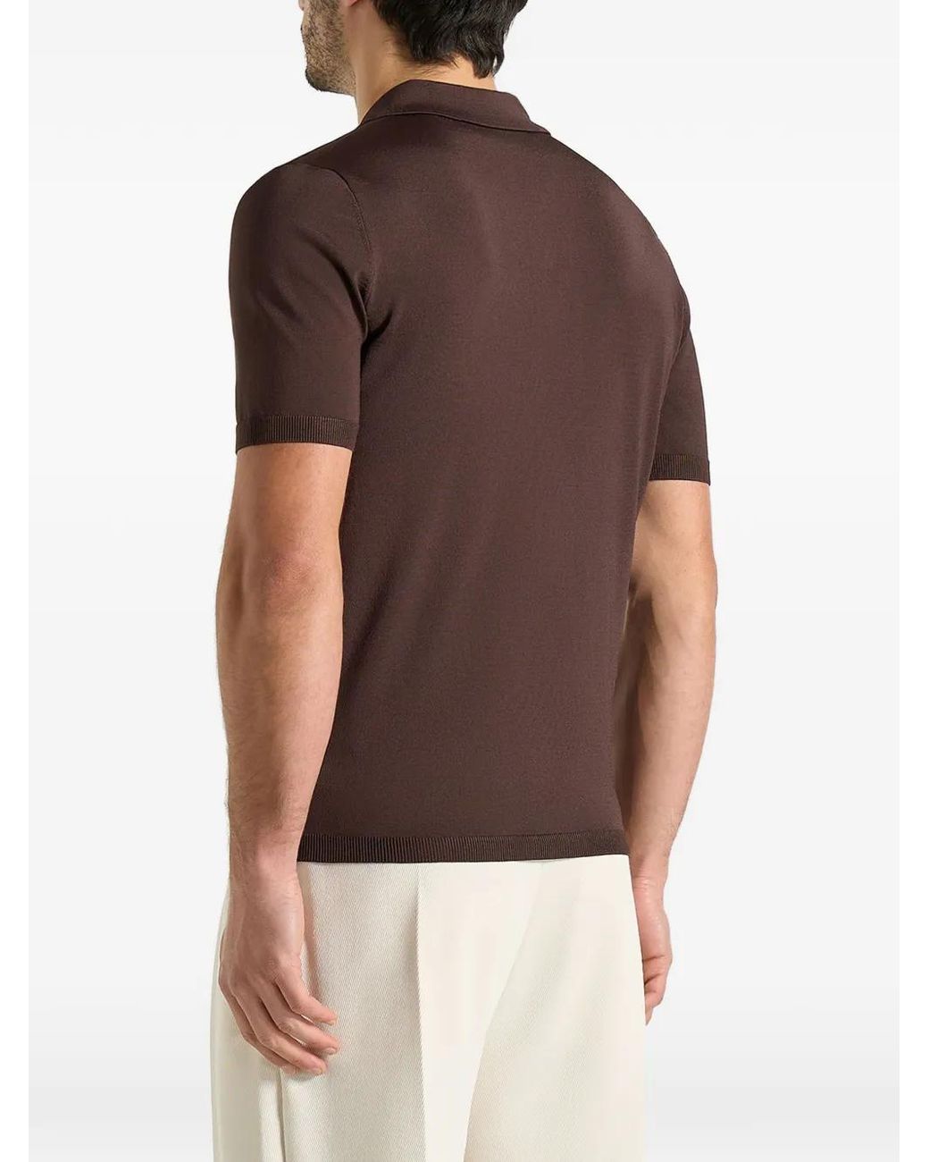 Manière De Voir Brown Bryn Luxe Knitted Polo Top for men