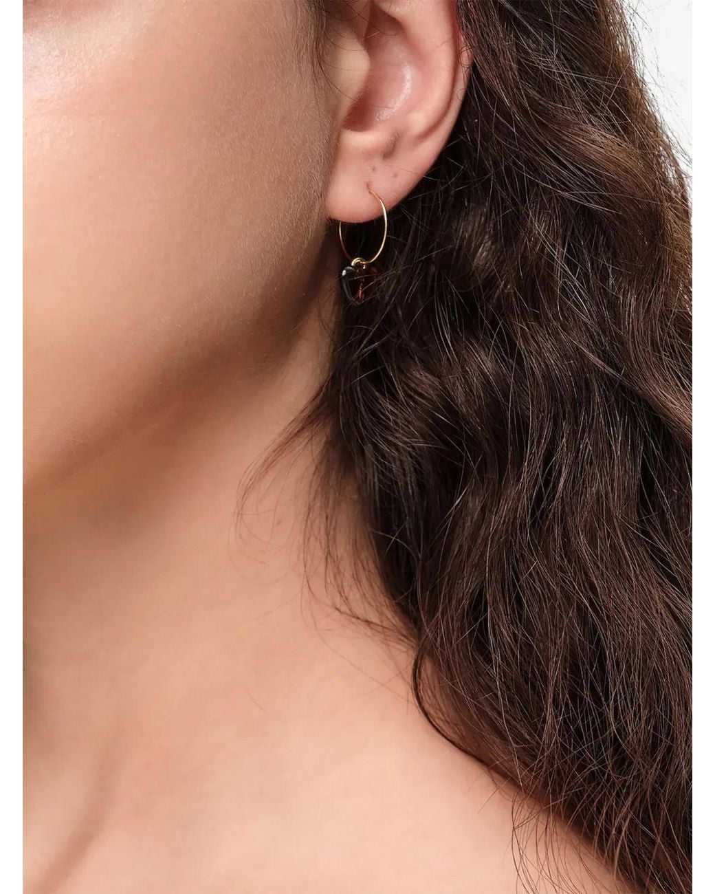 Bimba Y Lola White Amber Resin Heart Hoop Earrings