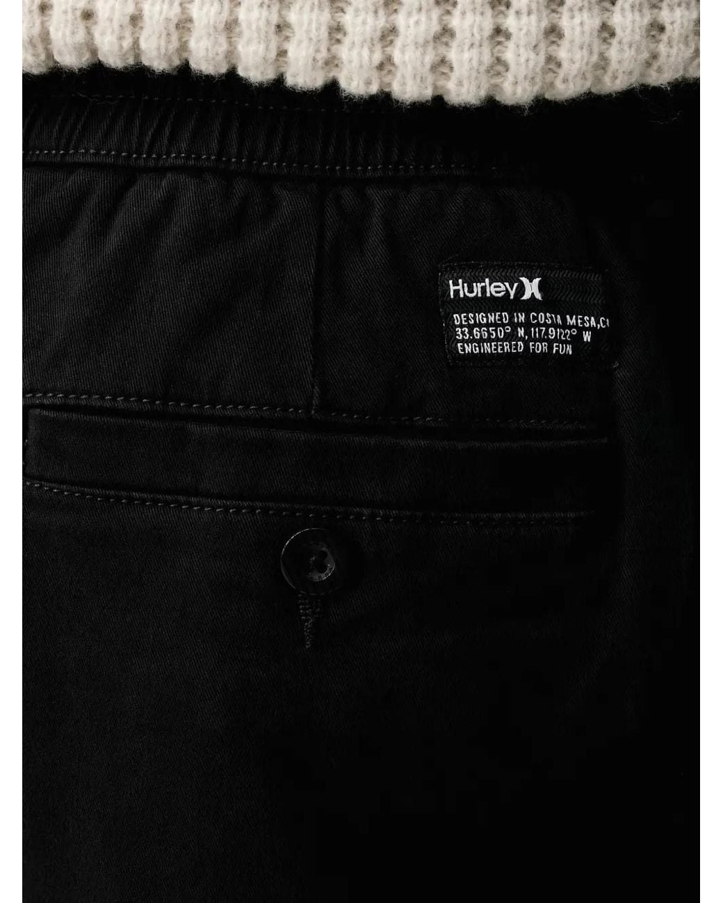 Hurley Black Drawstring-Waistband Elasticated-Cuff Trousers for men