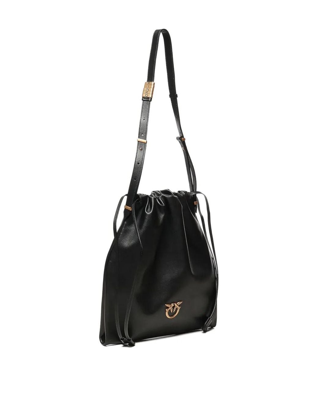 Pinko Black Vertical Medium Leather Slouchy Bag
