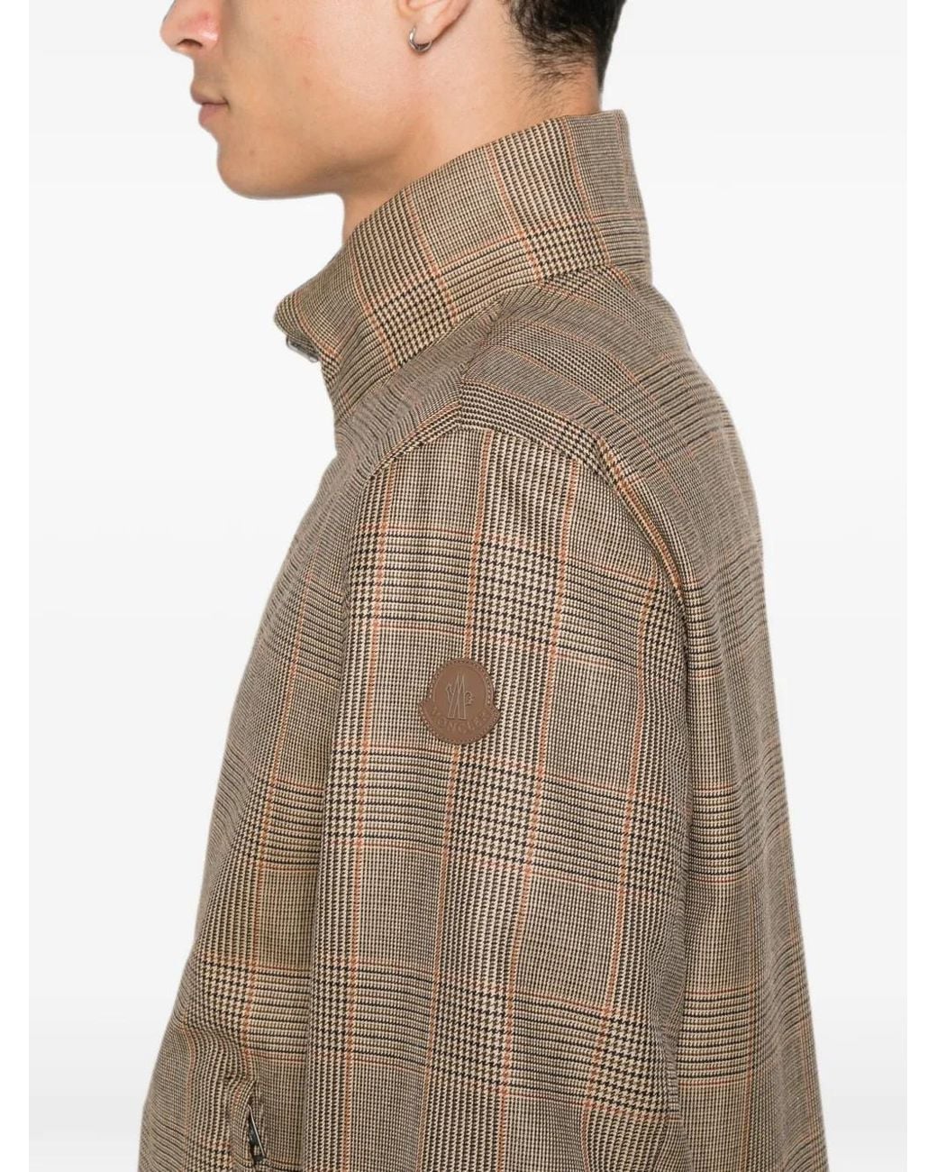 Moncler Brown Frothive Check-Pattern Jacket for men