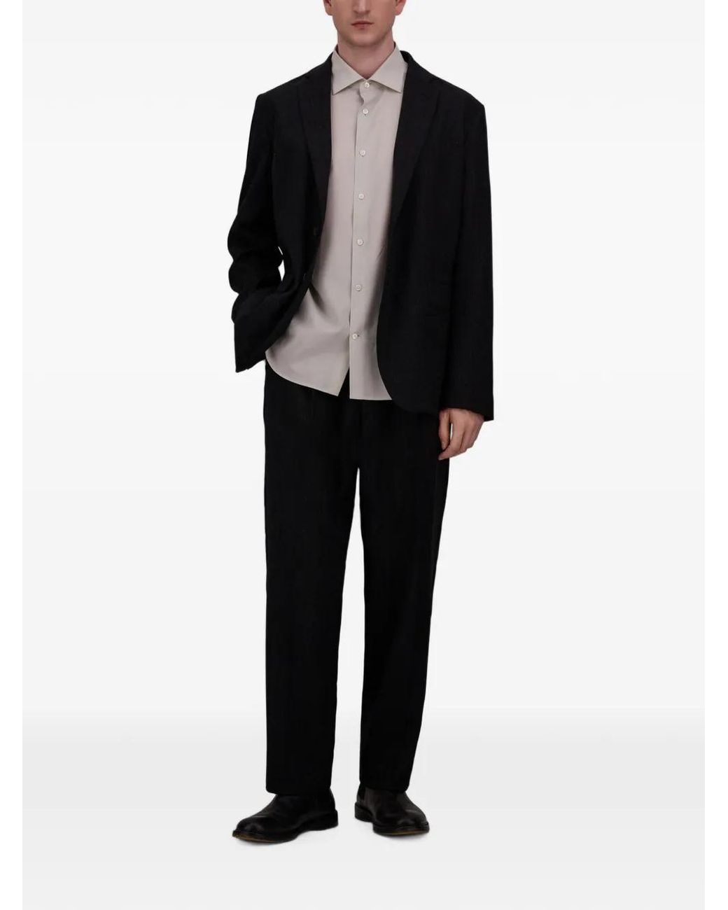 Herno Black Wool-Twill Pleated Trousers for men
