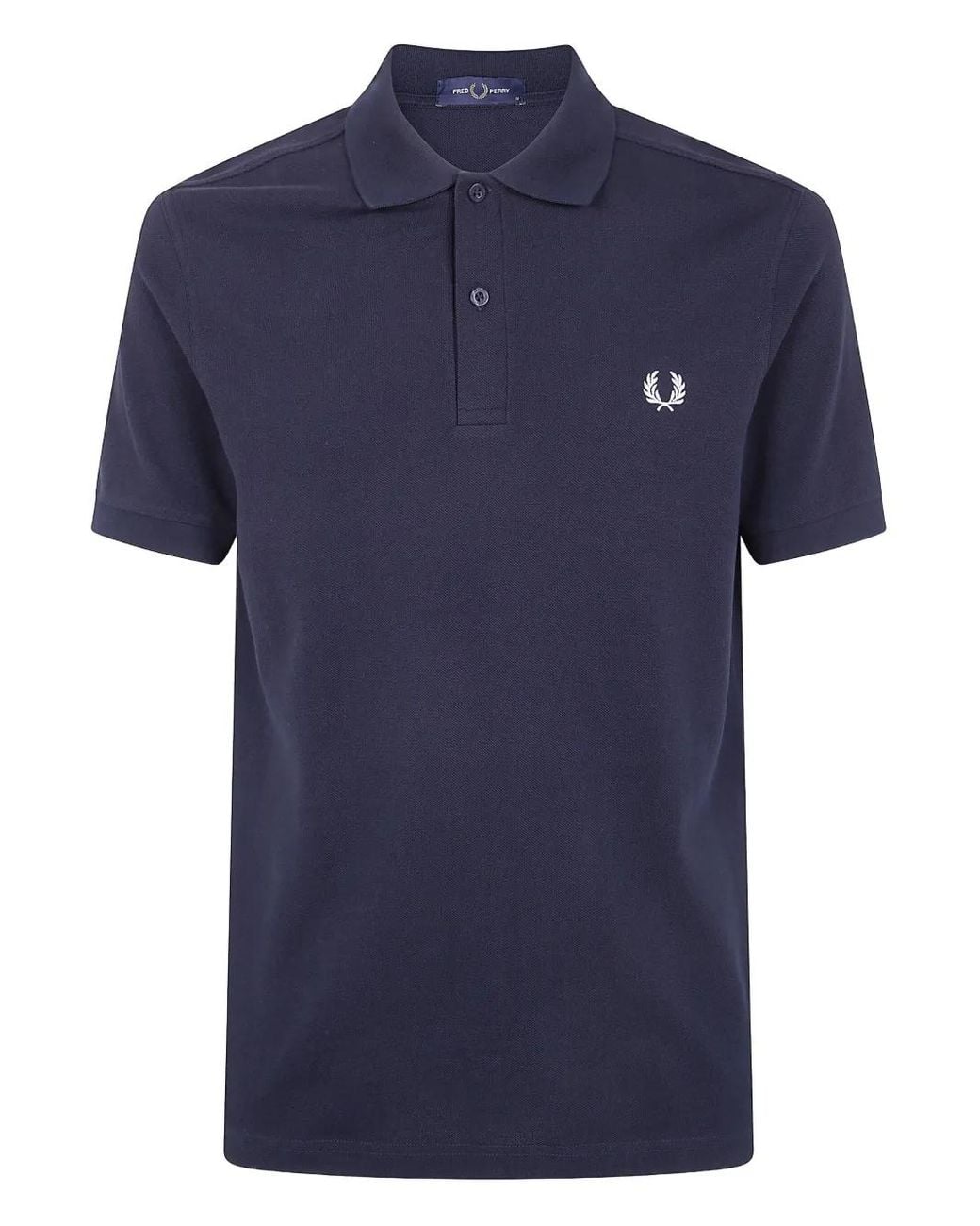 Fred Perry Blue Laurel Wreath-Embroidered Polo Shirt for men