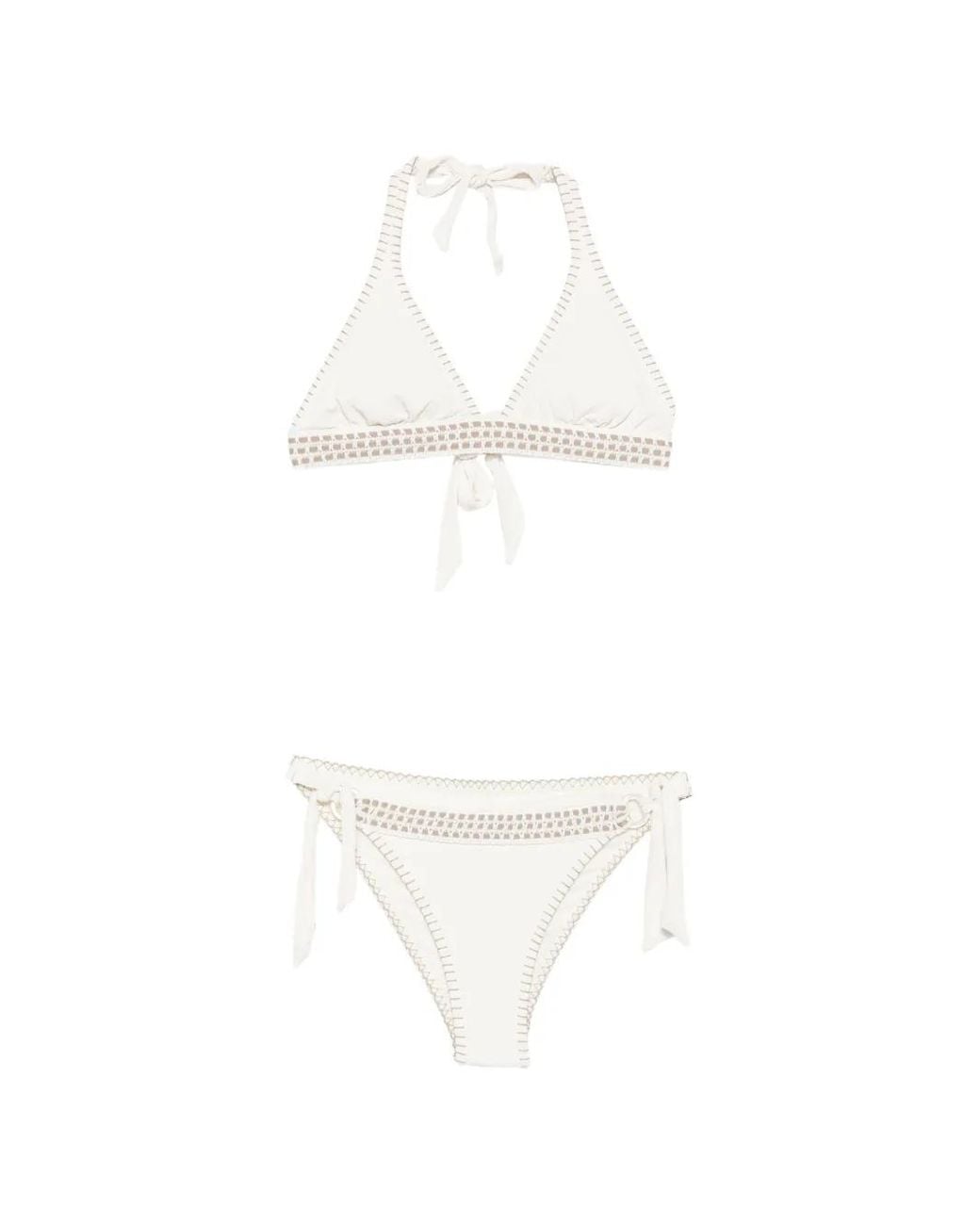Banana Moon White Haut De Bikini À Finitions En Crochet À Dos Nu