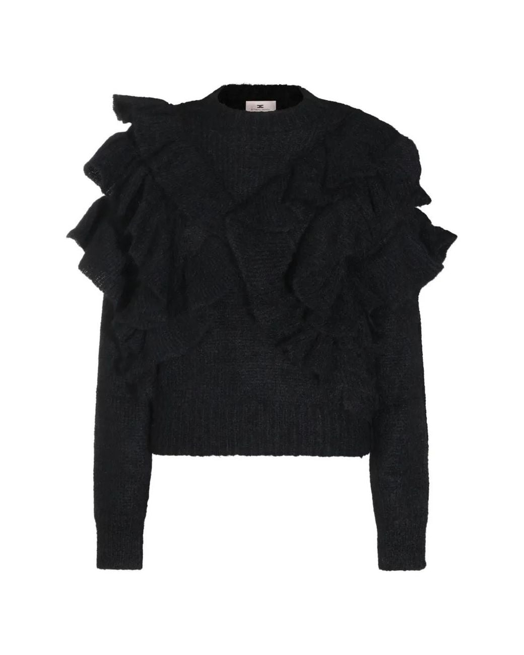 Elisabetta Franchi Black Ruffled Sweater