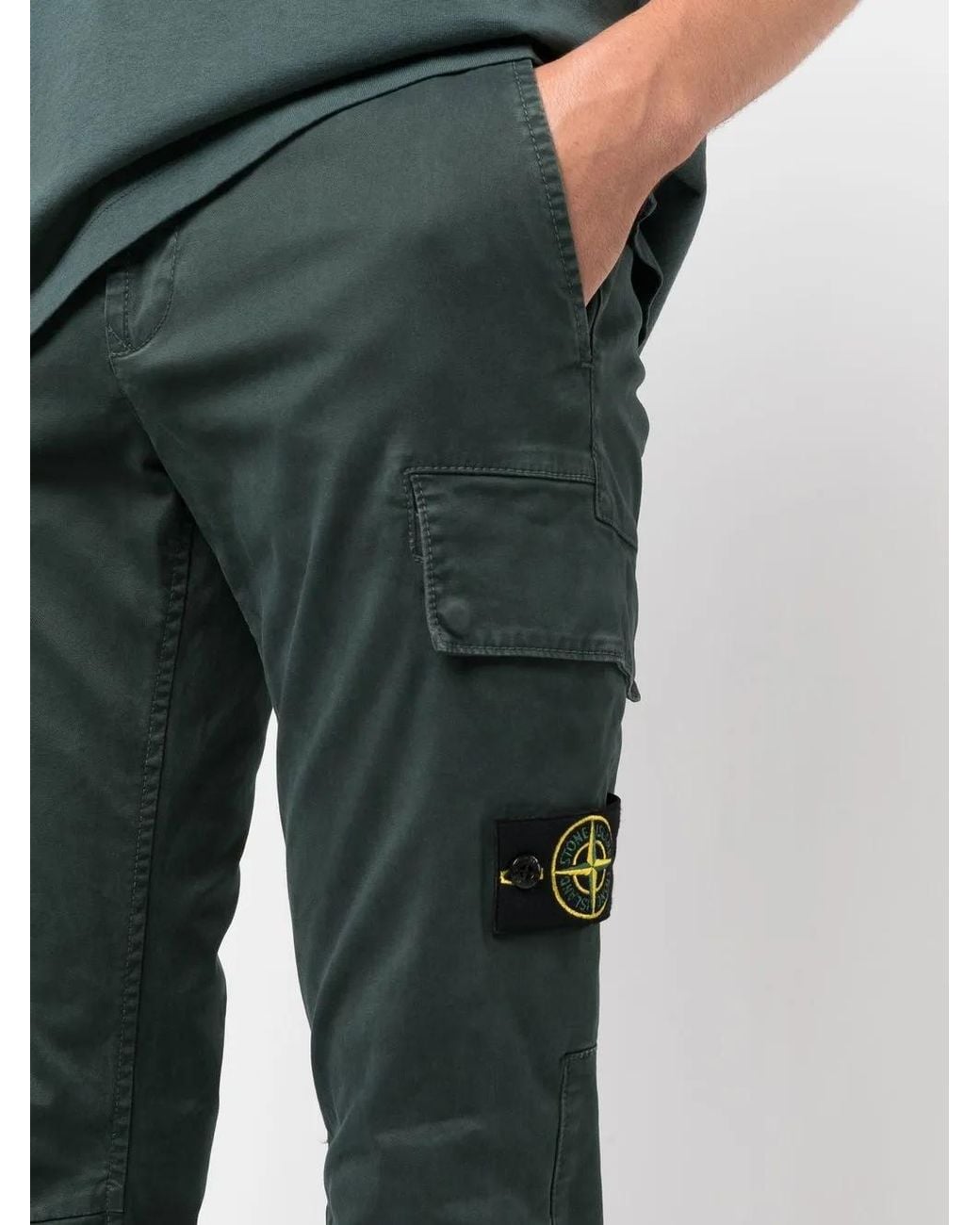 Stone Island Gray Compass-Patch Cargo Trousers for men