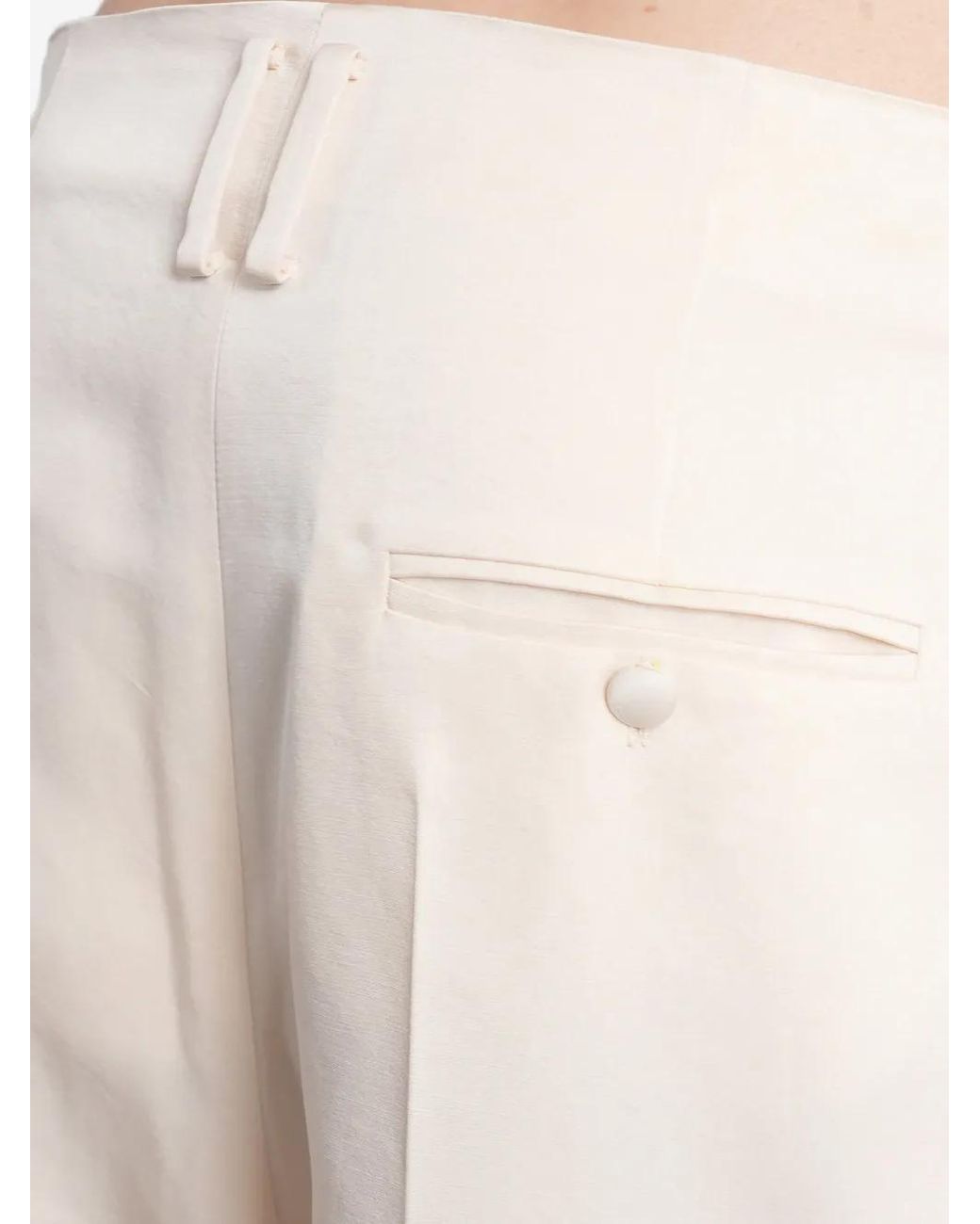 Magda Butrym White Pleated Straight-Leg Trousers
