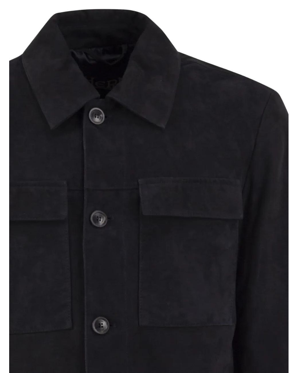 Herno Black Bottom-Down Suede Jacket for men