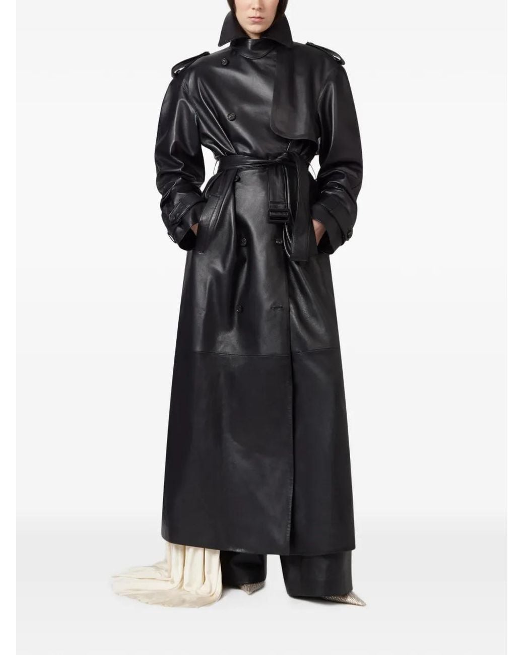 GIUSEPPE DI MORABITO Black Double-Breasted Belted Trench Coat