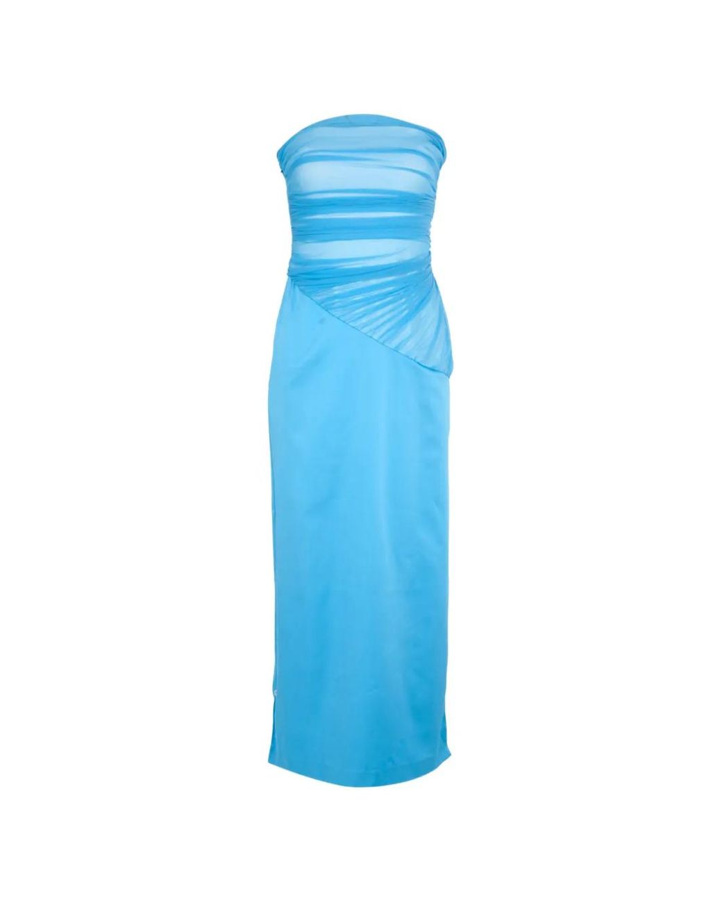 Significant Other Blue Strapless Ruched Dress