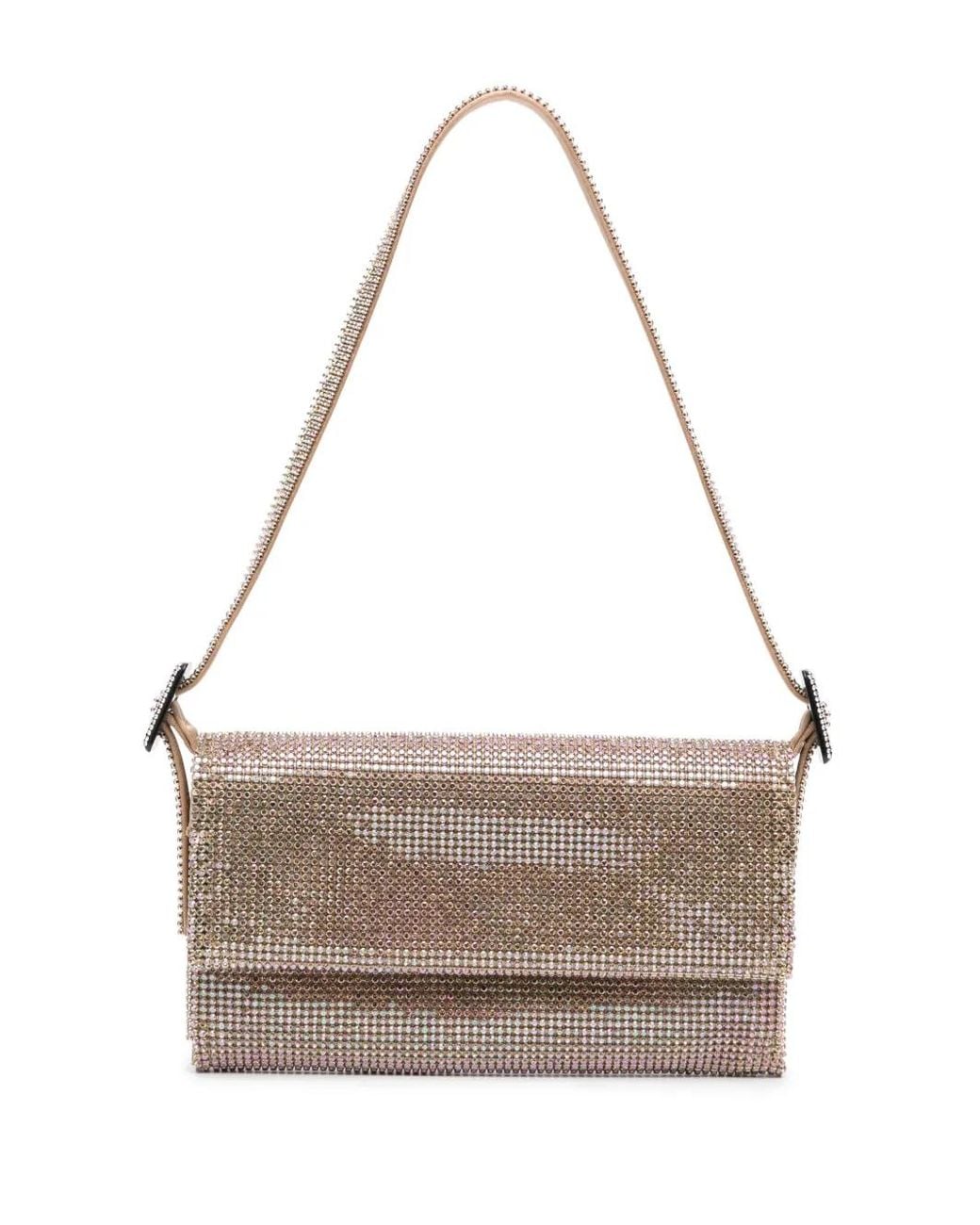 Benedetta Bruzziches Gray Vittissima Rhinestone-Embellished Shoulder Bag