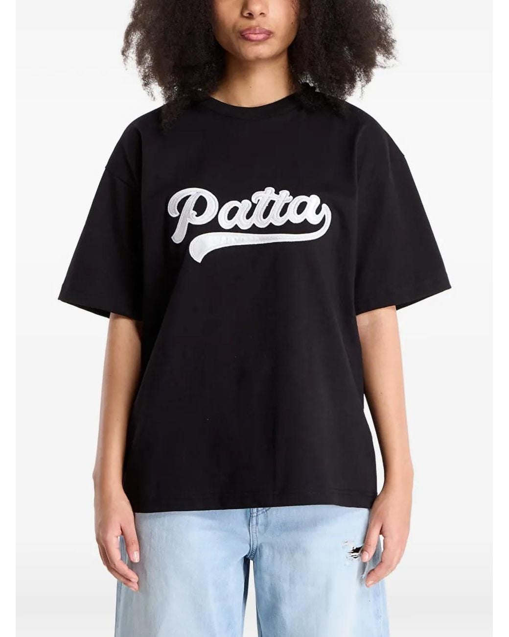 PATTA Black Logo-Patch T-Shirt for men