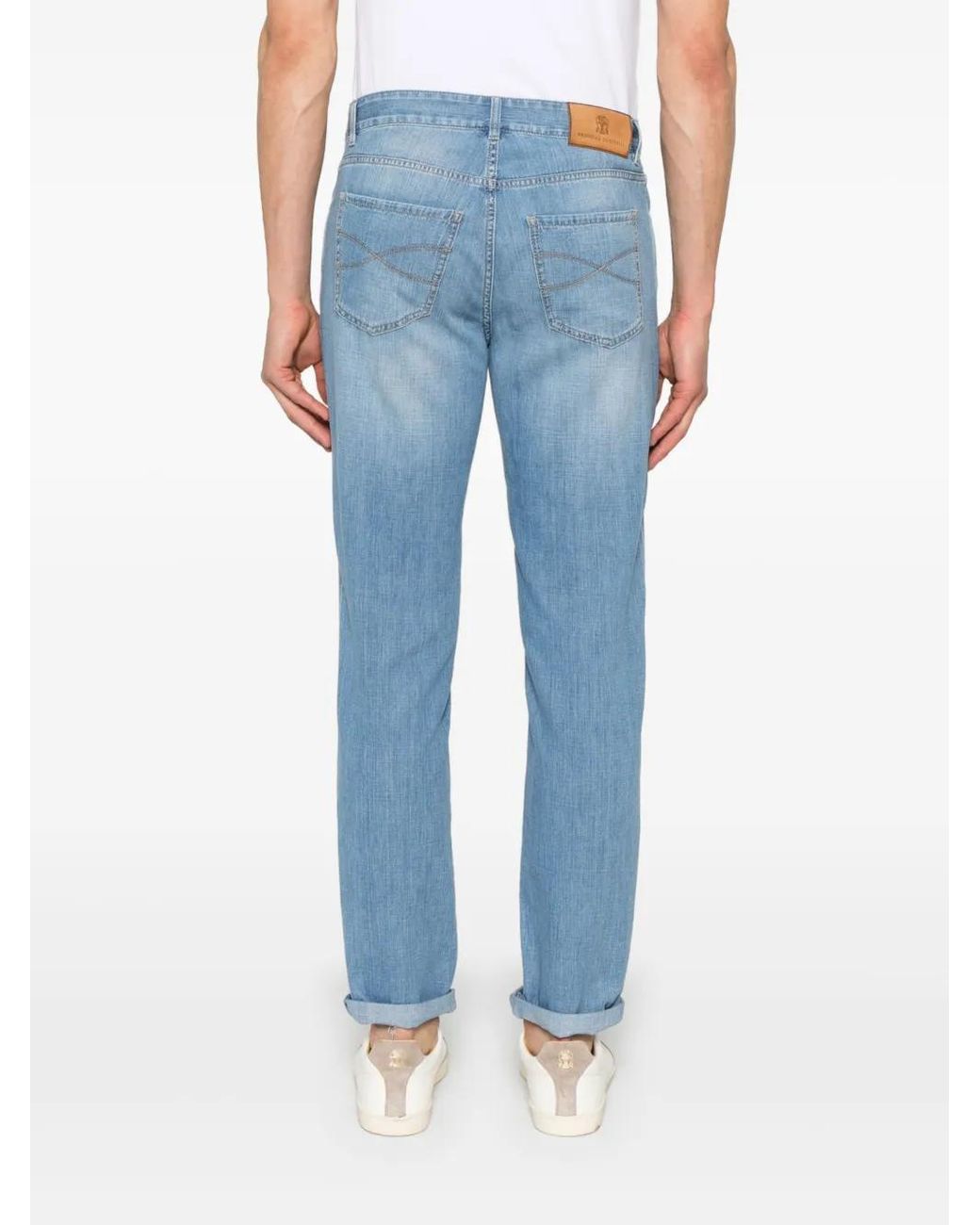 Brunello Cucinelli Blue Cuffed-hem Jeans for men