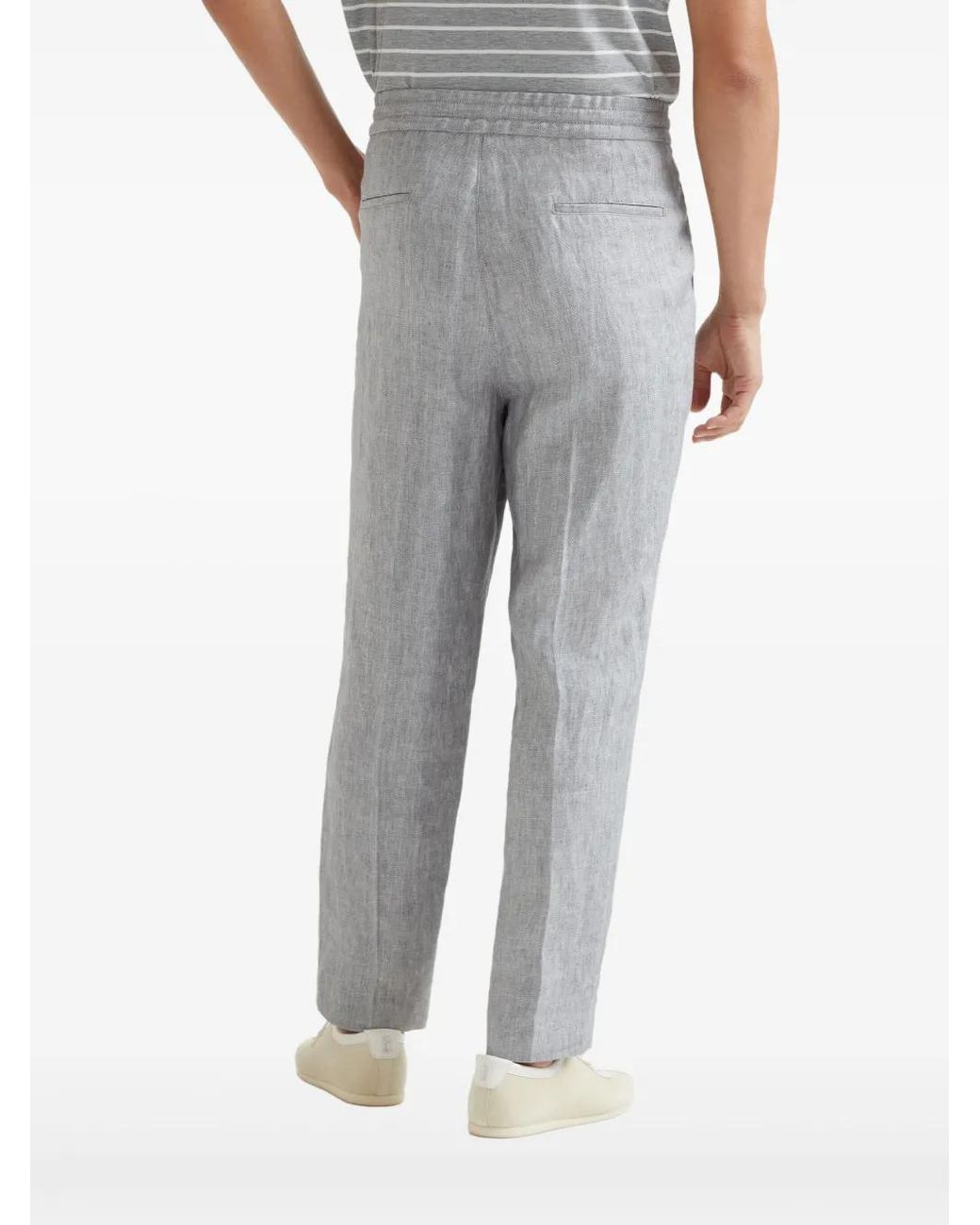 Brunello Cucinelli Gray Drawstring Trousers for men